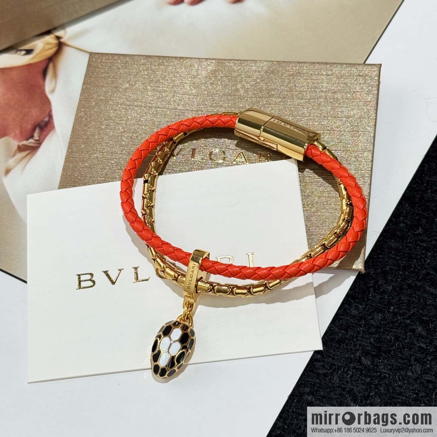 ❗️New ❗️ 7 color ☀ BVLGARI SERPENTI FOREVER series snakehead double leather rope bracelet bracelet ☀️
