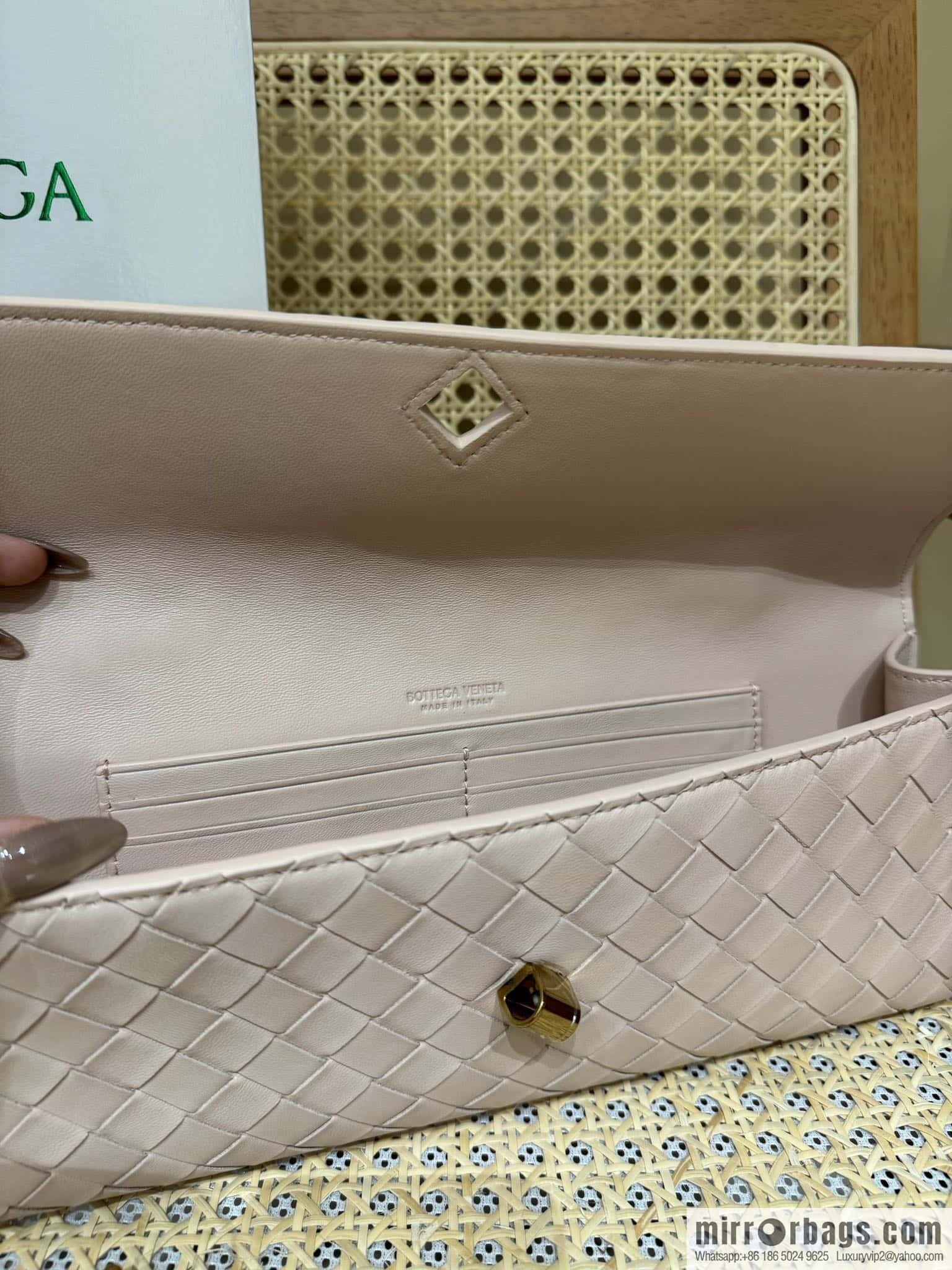 BV Andiamond Clutch Bag 741511 Lotus Powder