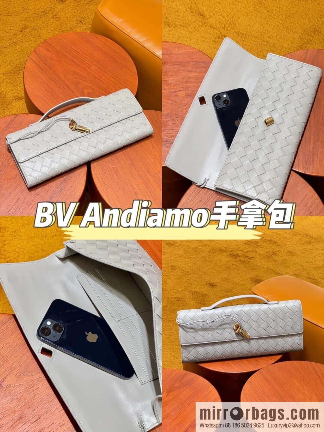 BV Andiamond Clutch 741511 Silver Grey