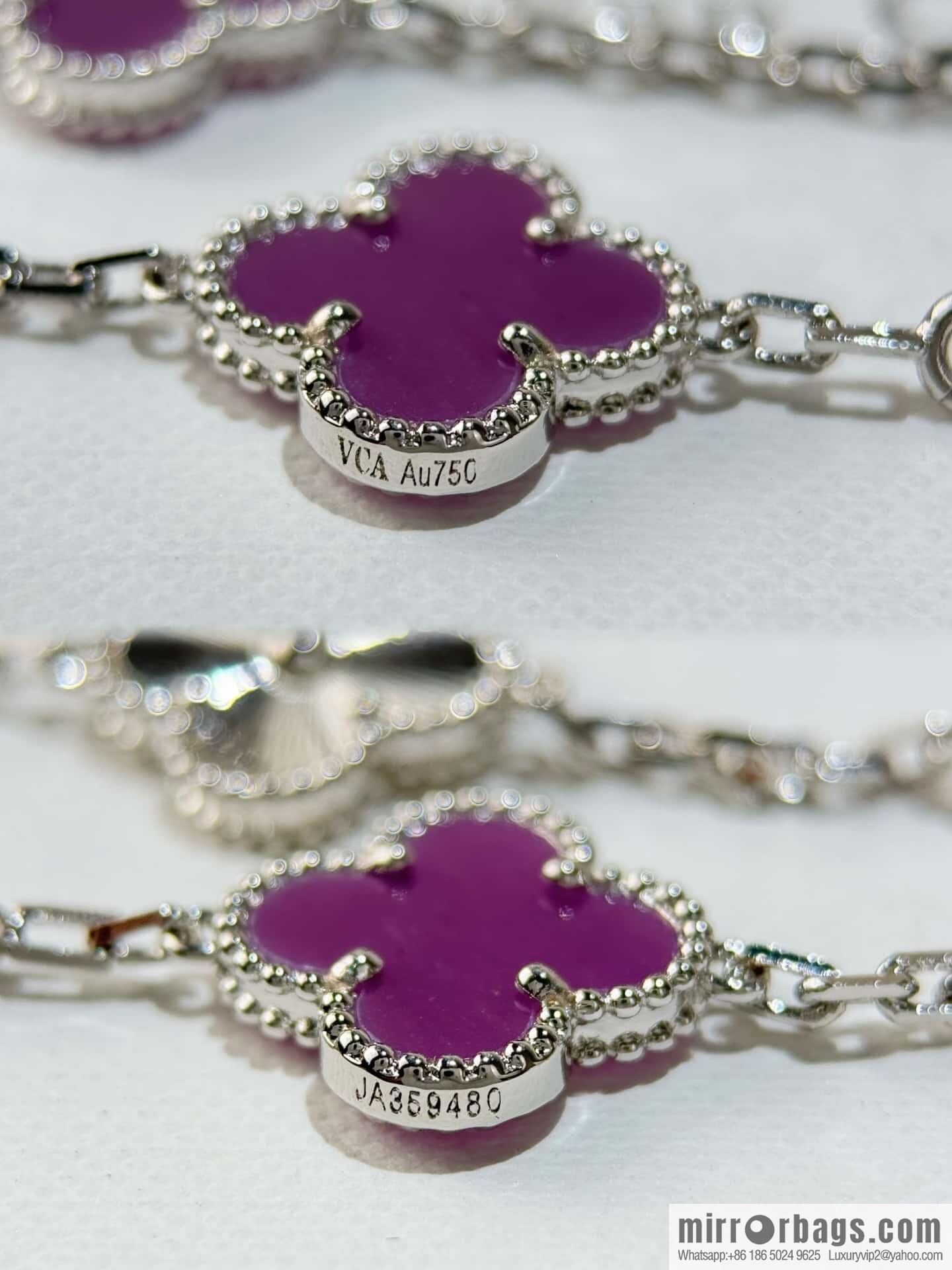 ❗️New ❗️ ☀️ Van Cleef & Arpels Violet Laser Four Leaf Clover Five Flower Bracelet
