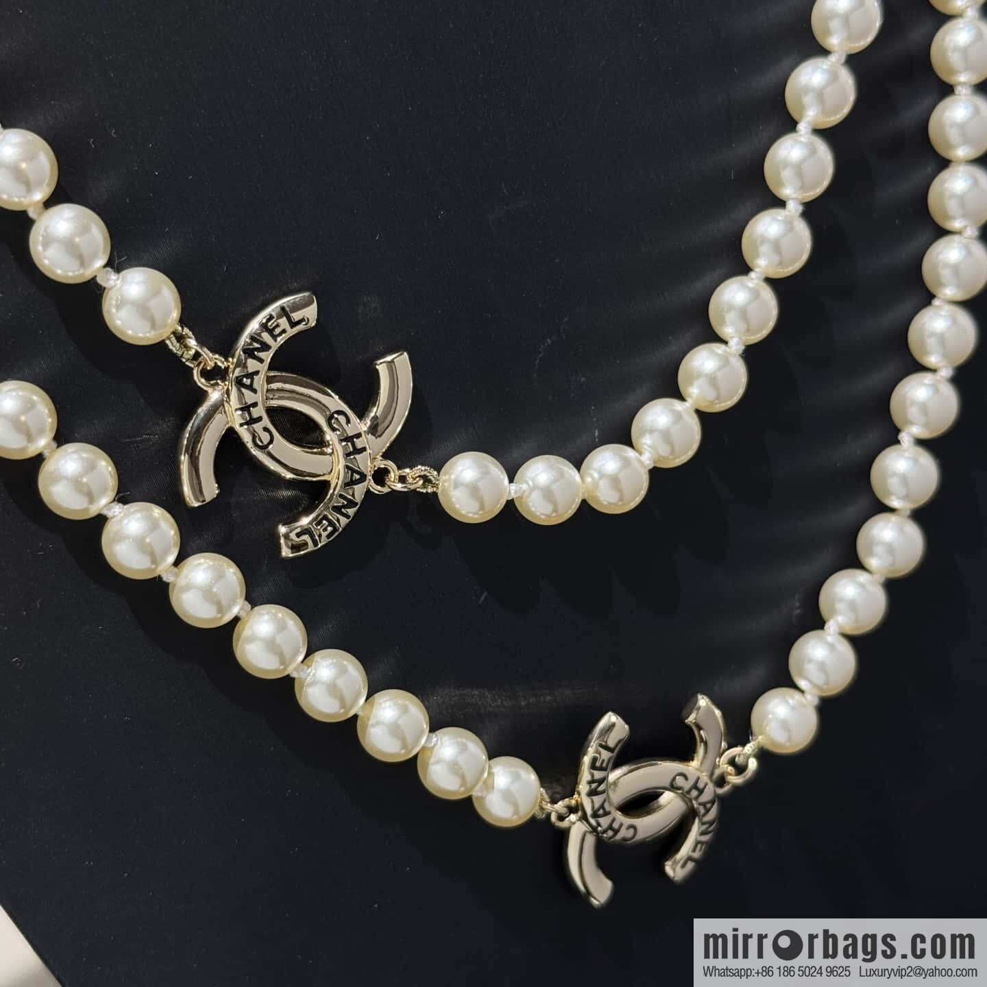 ☀️New ☑️ Chanel Double C Pearl Sweater Chain Necklace