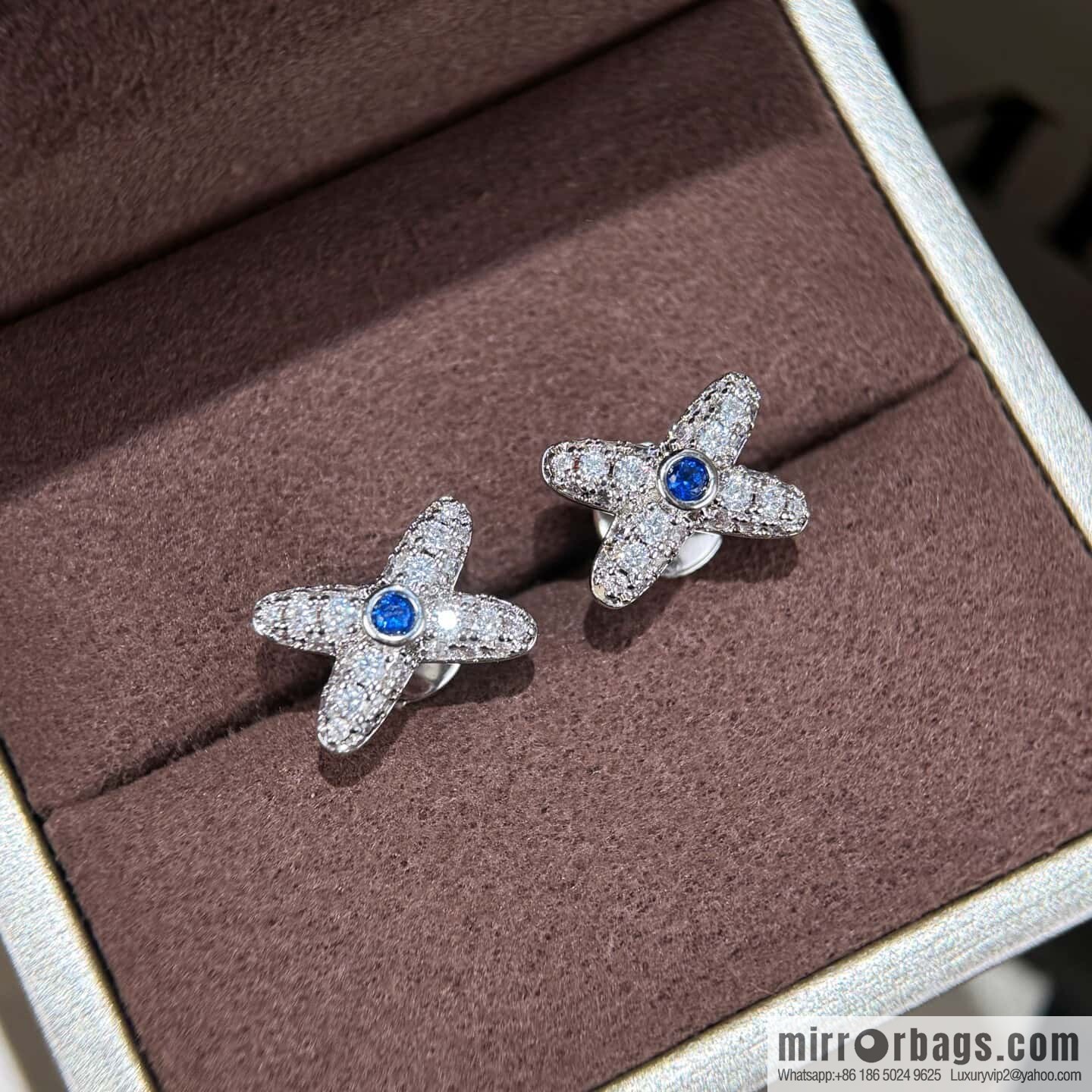☀️Chaumet Paris CHAUMET full diamond cross stud earrings