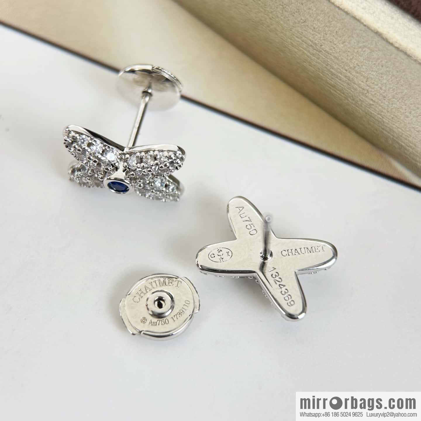 ☀️Chaumet Paris CHAUMET full diamond cross stud earrings