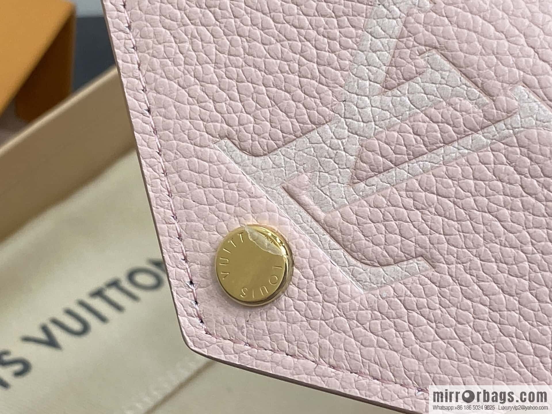 [Boutique‑grade] M14220 pink silk screen, full leather three-fold wallet VICTORINE wallet