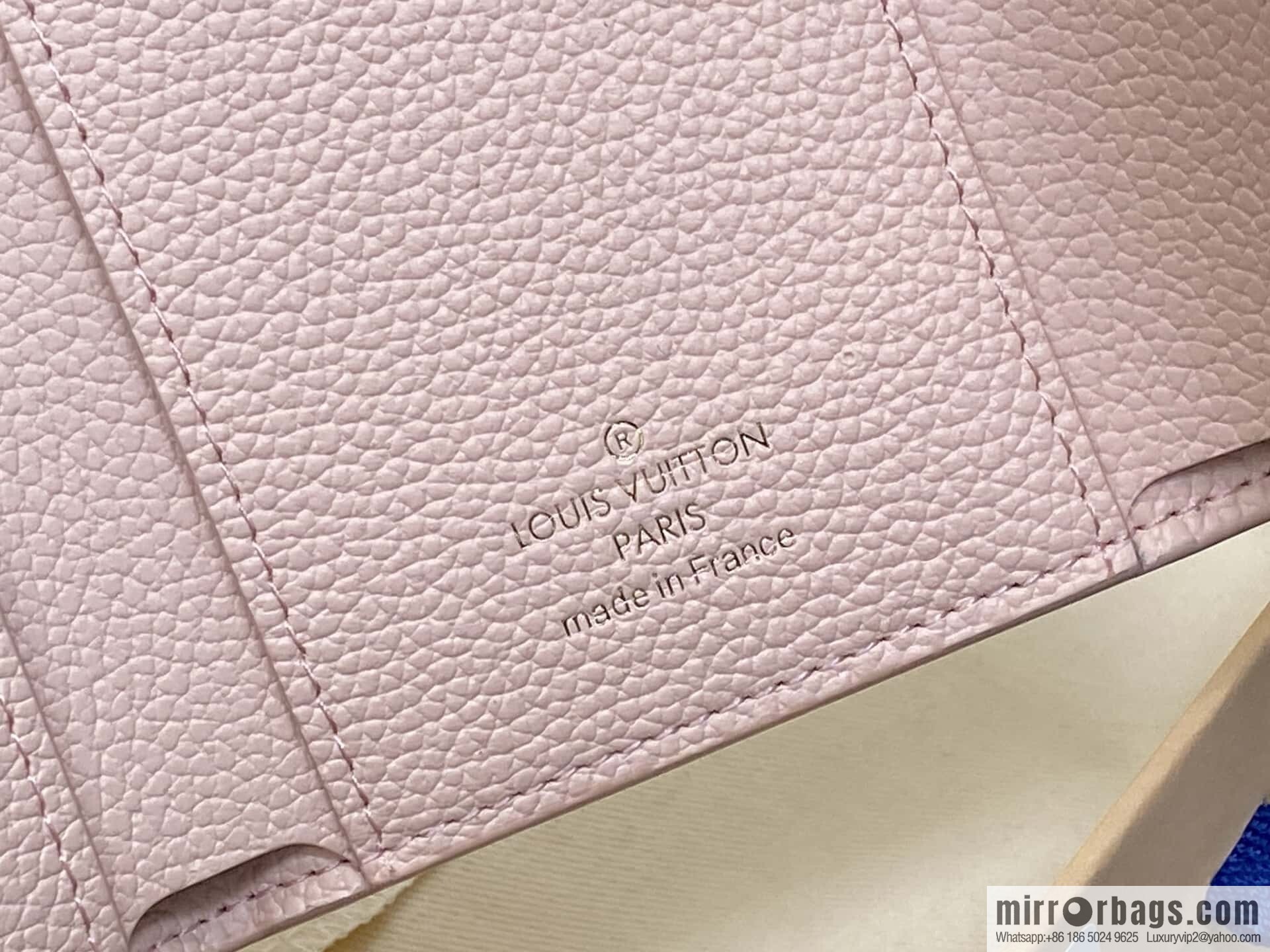[Boutique‑grade] M14220 pink silk screen, full leather three-fold wallet VICTORINE wallet