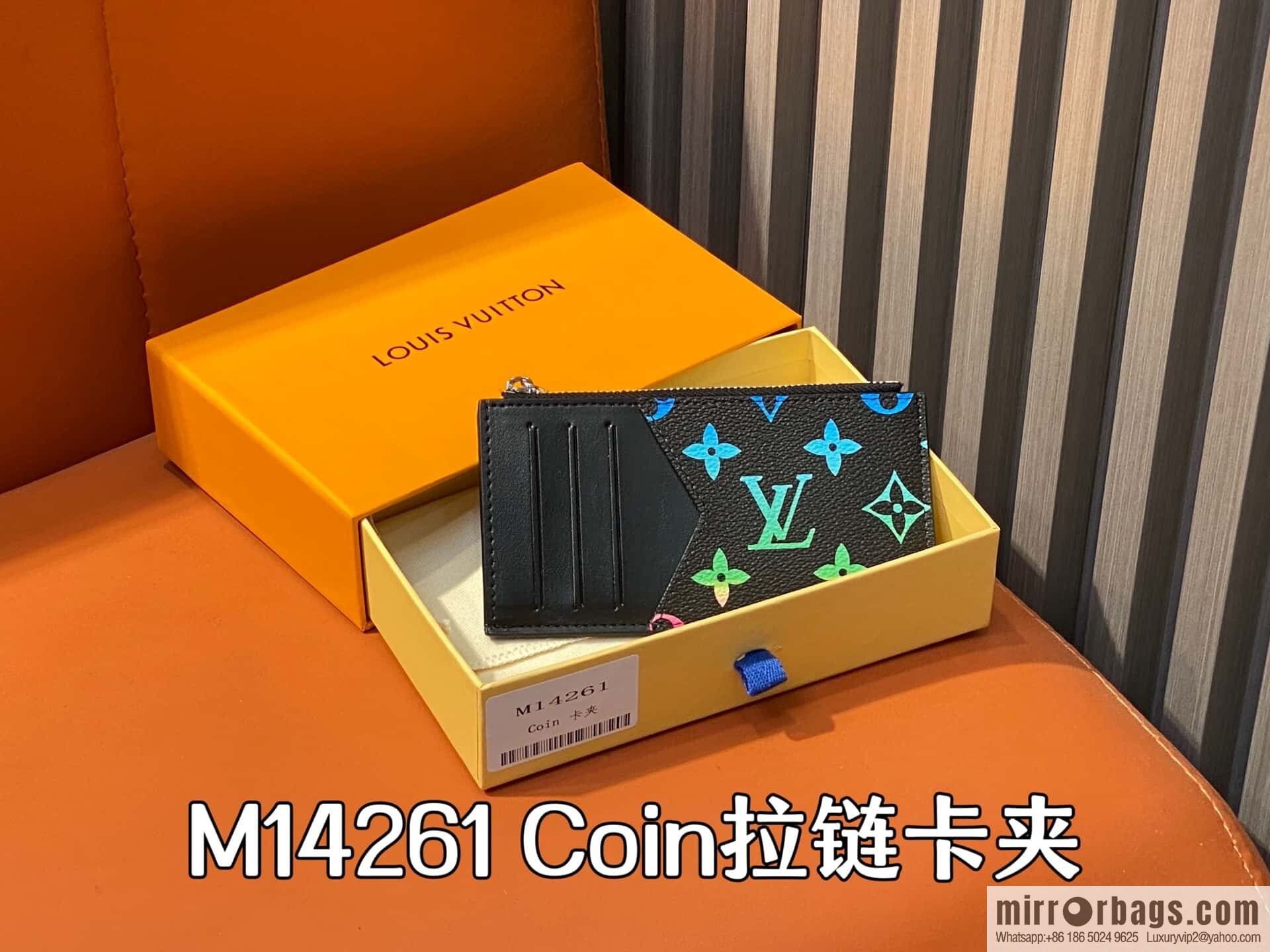 [Boutique‑grade] M14261 black gradual change card bag card clip, new Coin zipper card clip
