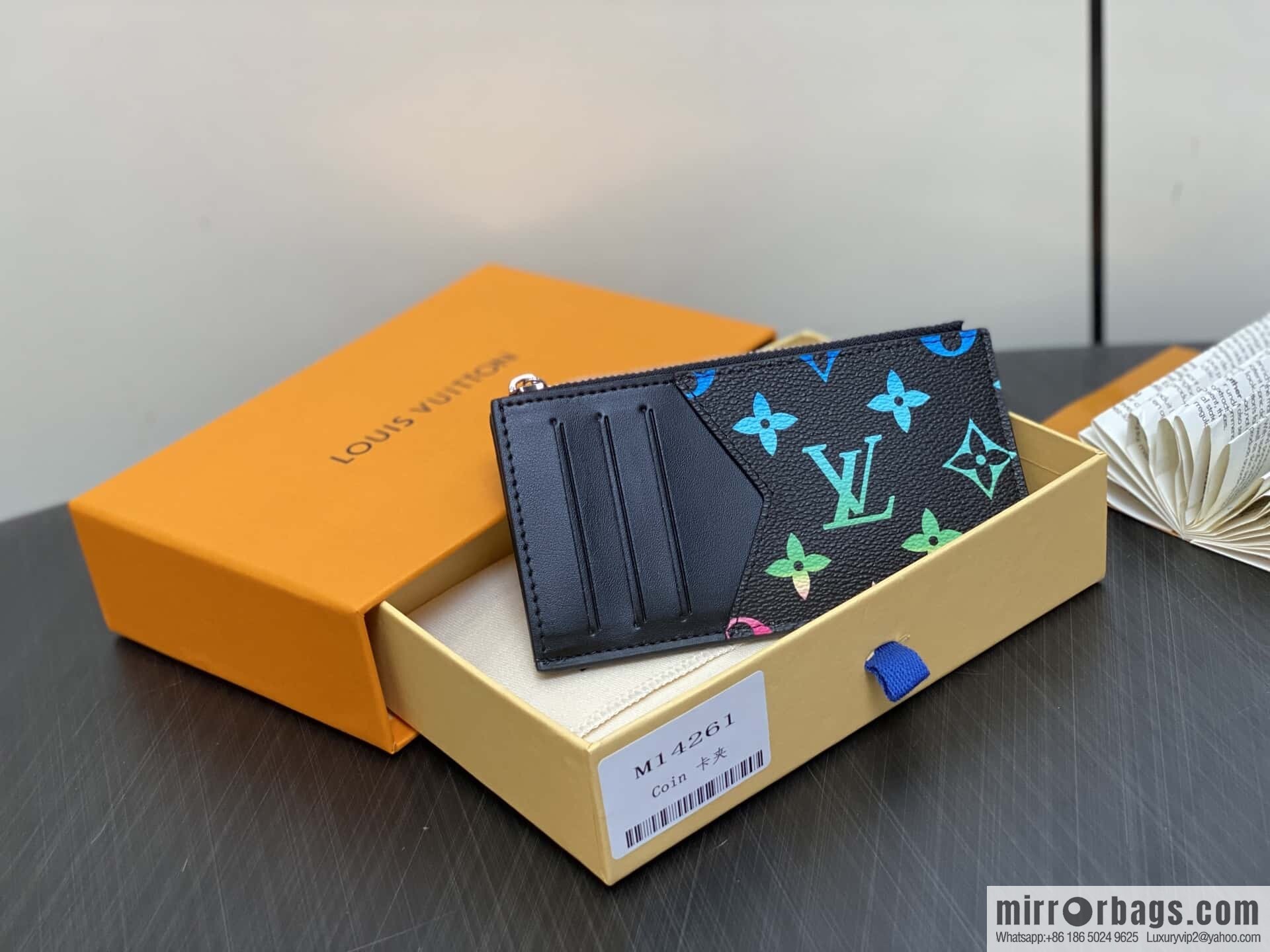 [Boutique‑grade] M14261 black gradual change card bag card clip, new Coin zipper card clip