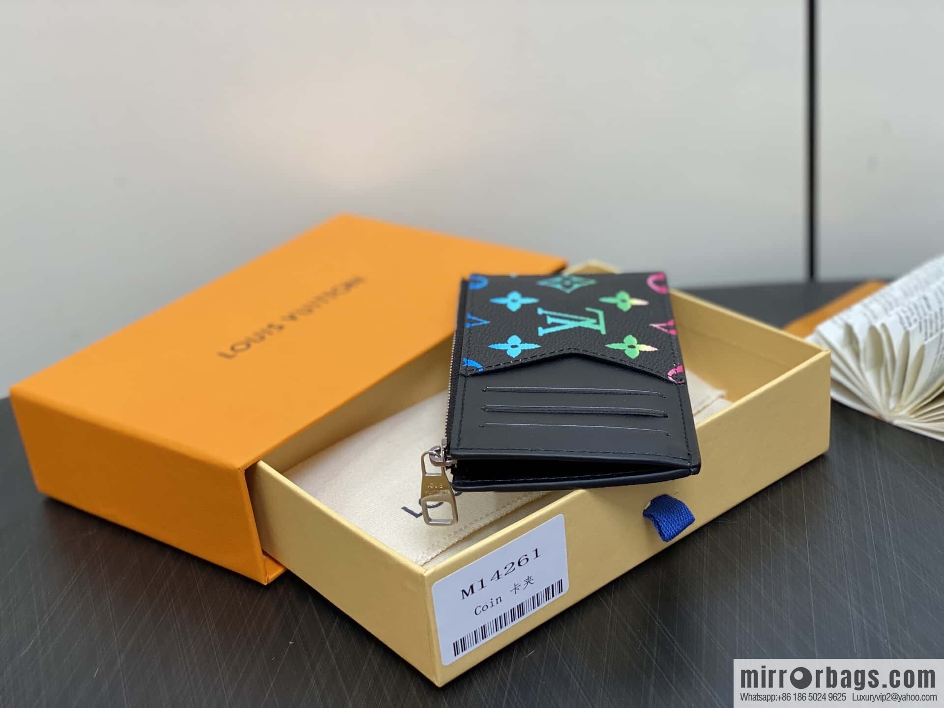 [Boutique‑grade] M14261 black gradual change card bag card clip, new Coin zipper card clip