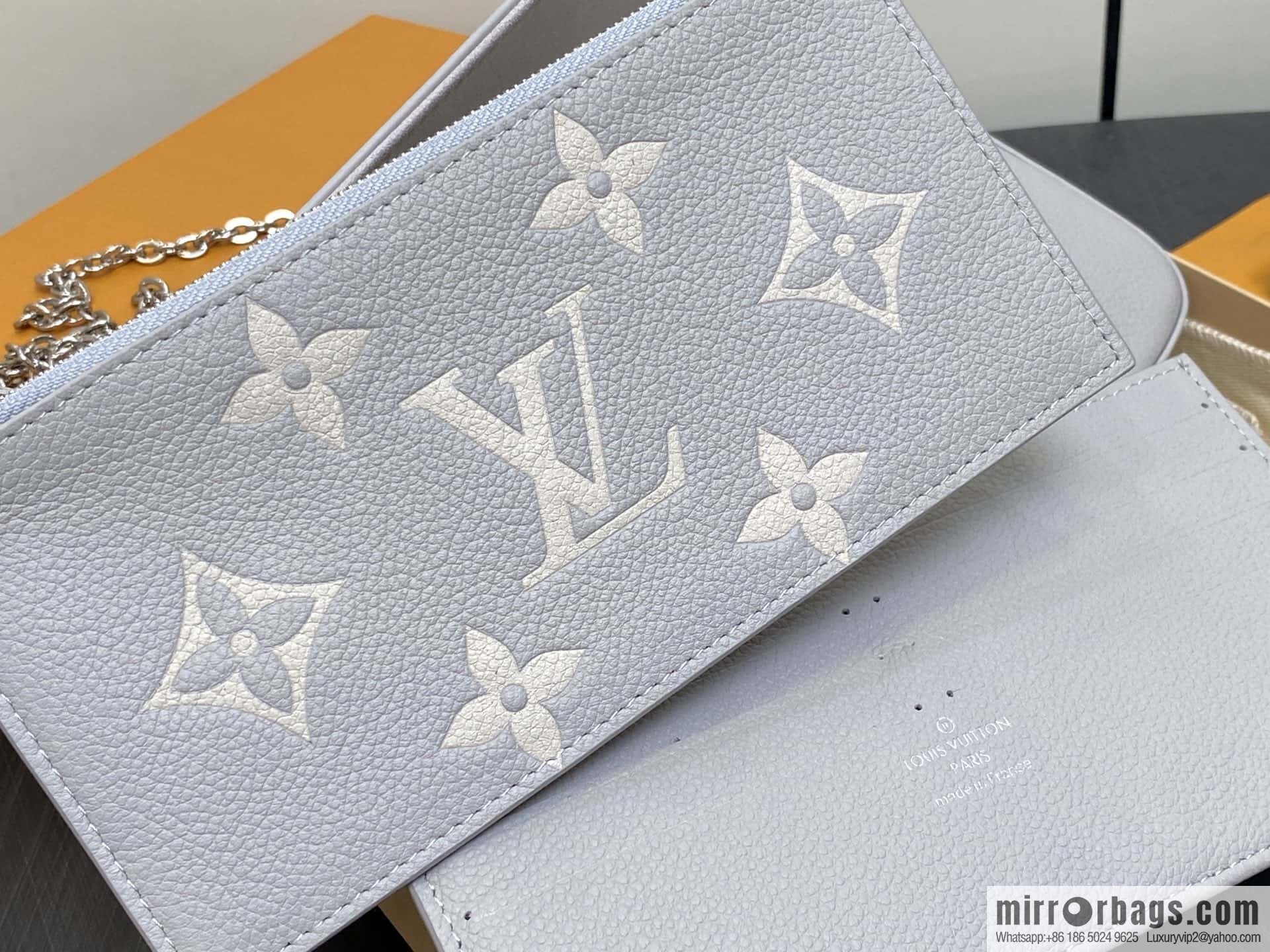 [Boutique‑grade] M14227 taro purple silk screen print, full leather embossed three-piece Félicie Pochette chain bag