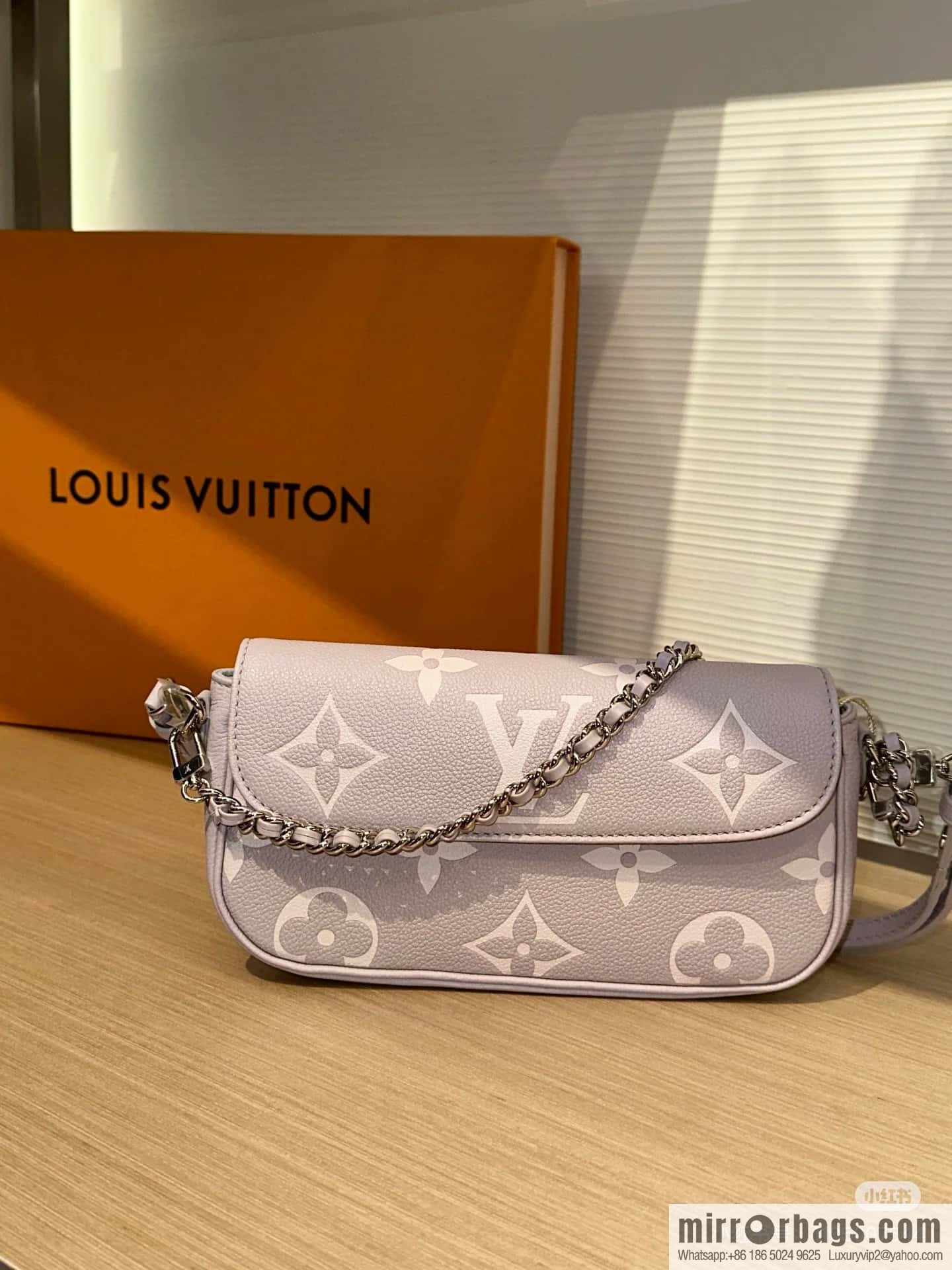 [Boutique‑grade] M14225 taro purple, full leather chain armpit bag WALLET ON CHAIN IVY handbag