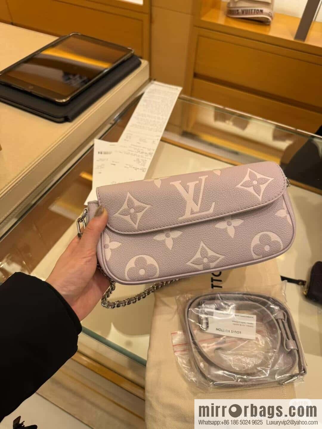 [Boutique‑grade] M14225 taro purple, full leather chain armpit bag WALLET ON CHAIN IVY handbag