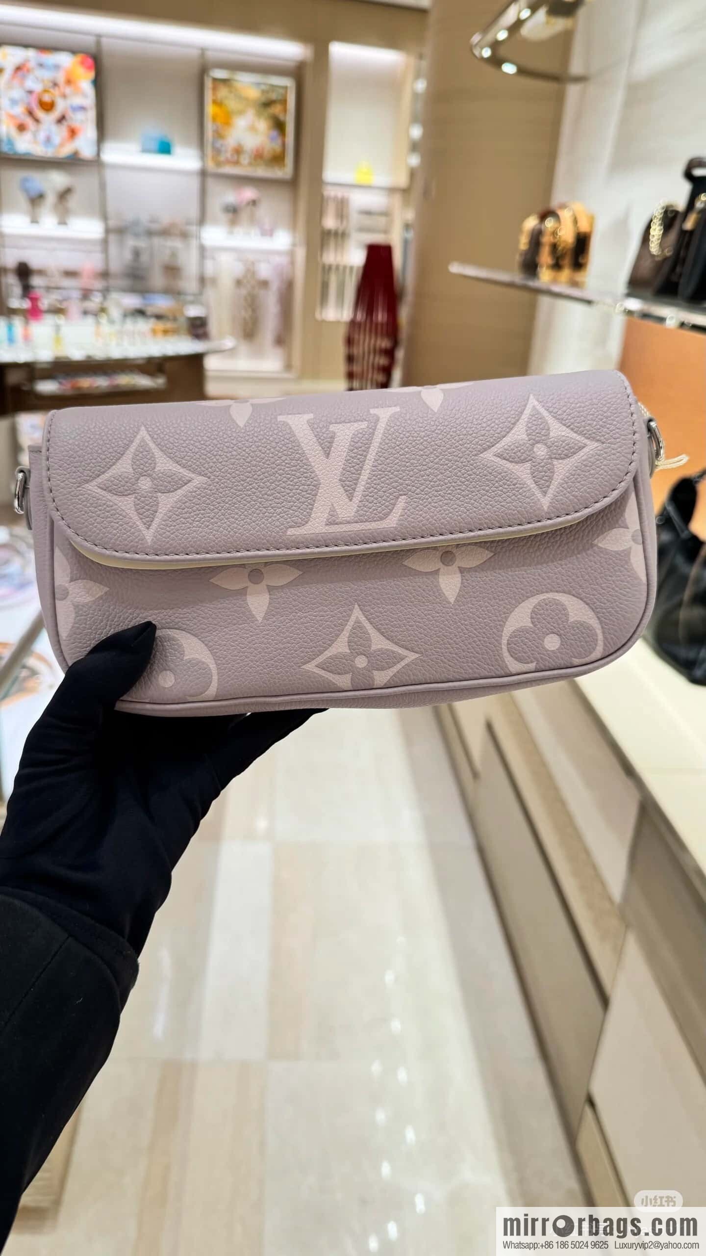 [Boutique‑grade] M14225 taro purple, full leather chain armpit bag WALLET ON CHAIN IVY handbag