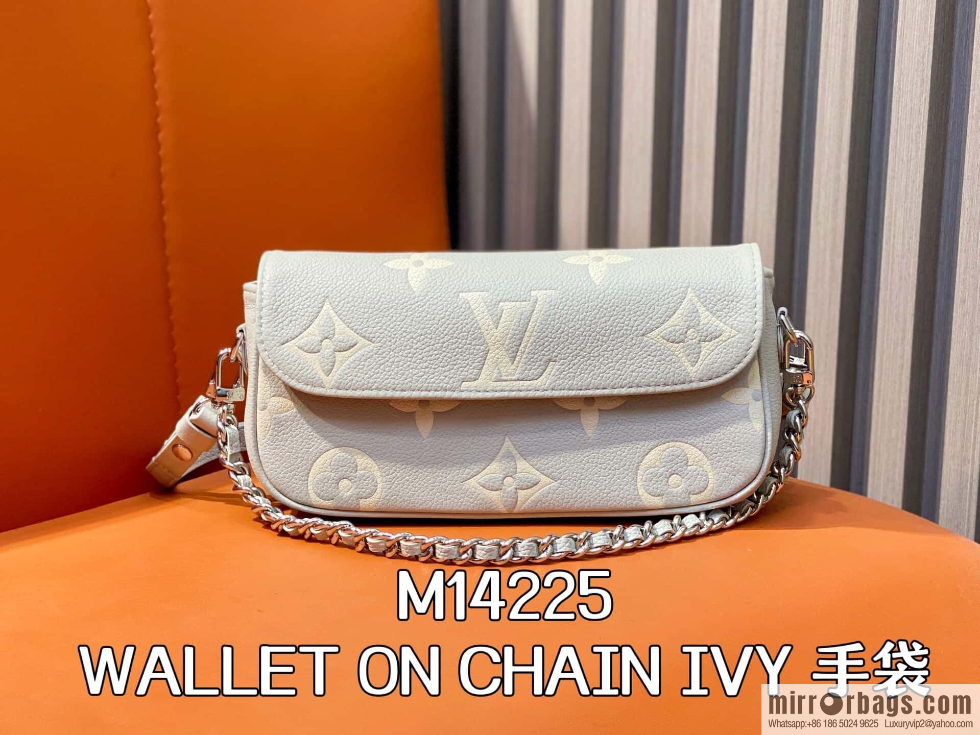 [Boutique‑grade] M14225 taro purple, full leather chain armpit bag WALLET ON CHAIN IVY handbag