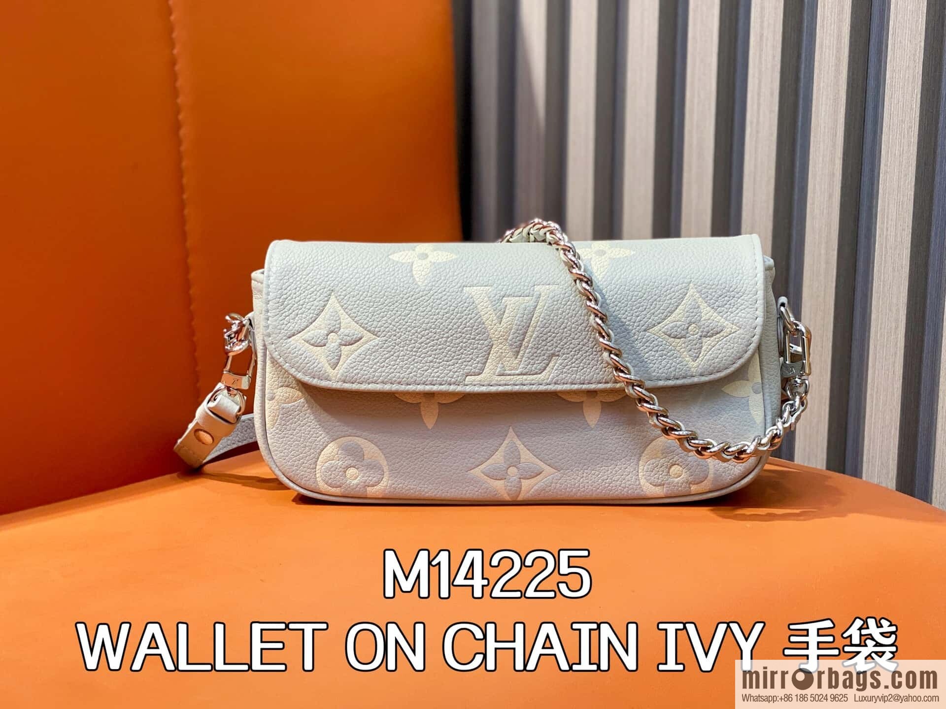 [Boutique‑grade] M14225 taro purple, full leather chain armpit bag WALLET ON CHAIN IVY handbag