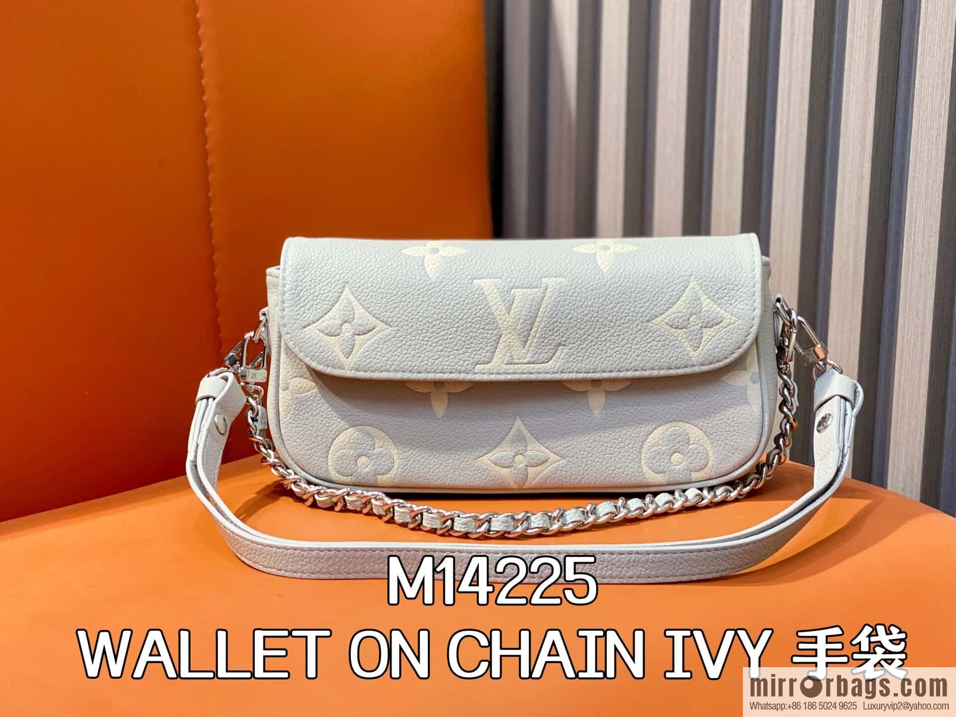 [Boutique‑grade] M14225 taro purple, full leather chain armpit bag WALLET ON CHAIN IVY handbag