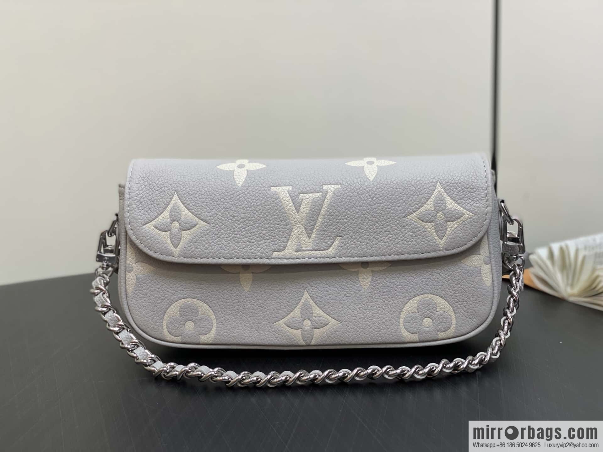 [Boutique‑grade] M14225 taro purple, full leather chain armpit bag WALLET ON CHAIN IVY handbag