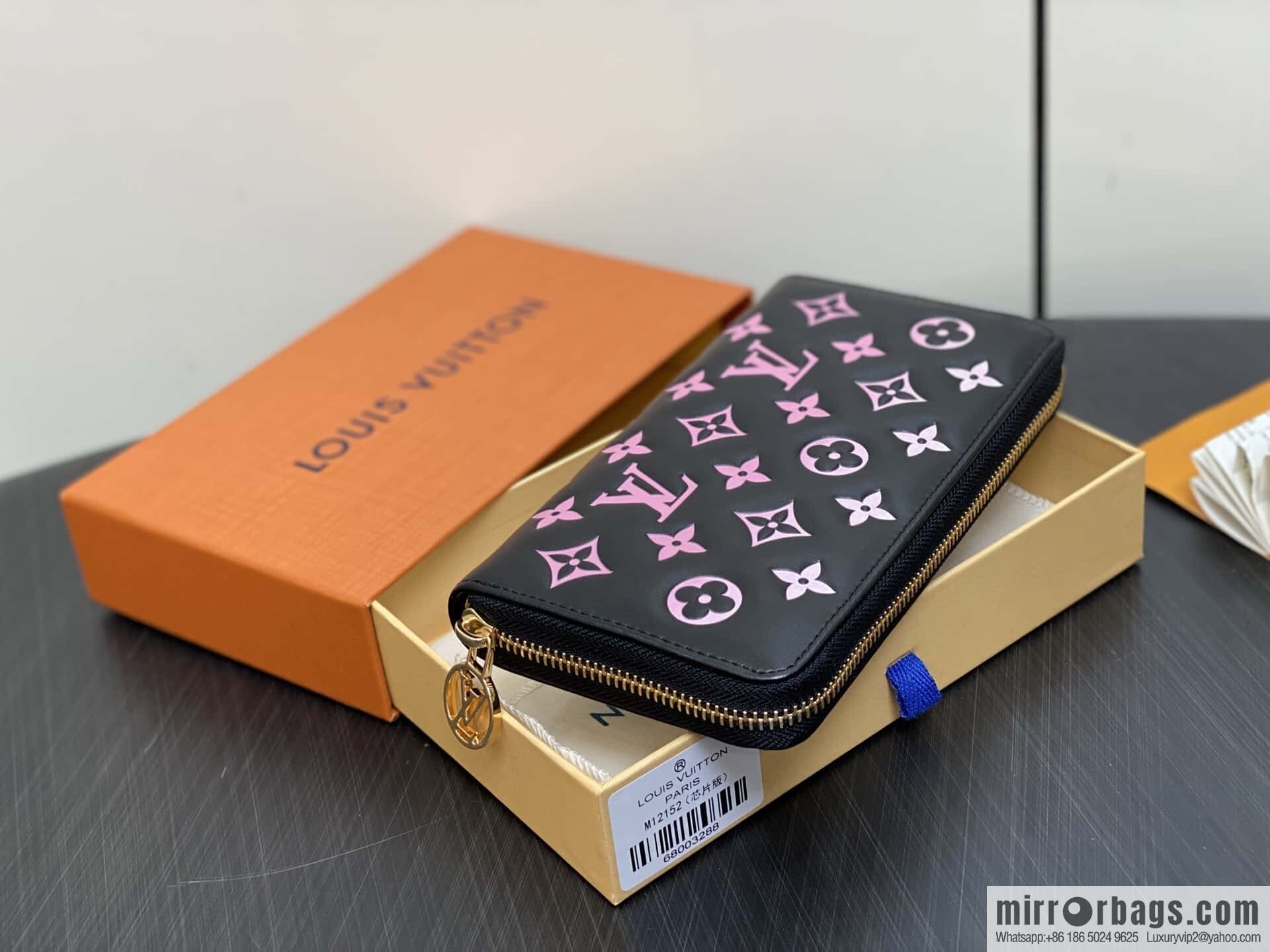 [Boutique‑grade] M12152 black silk screen printing, full leather silk screen printing single zipper wallet Zippy zipper wallet