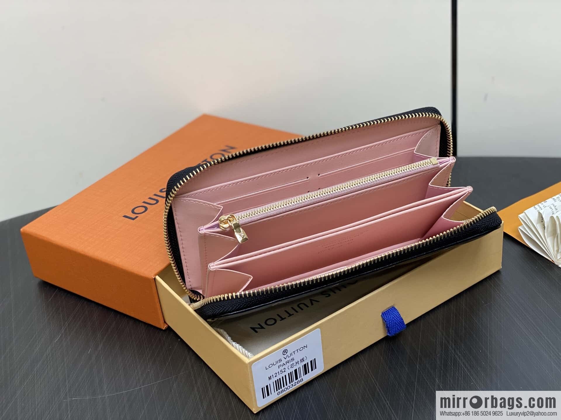 [Boutique‑grade] M12152 black silk screen printing, full leather silk screen printing single zipper wallet Zippy zipper wallet