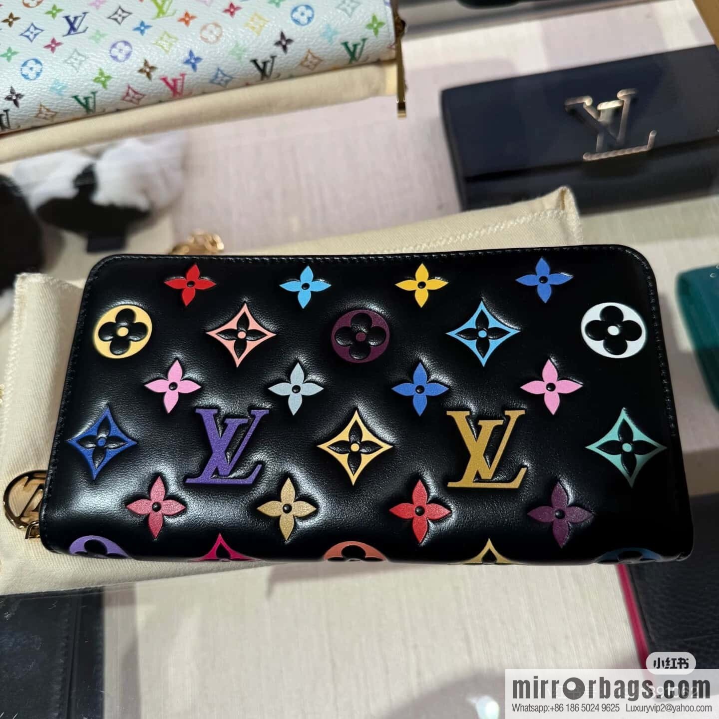 [Boutique‑grade] M14096 black silk screen printing, full leather silk screen printing single zipper wallet Zippy zipper wallet
