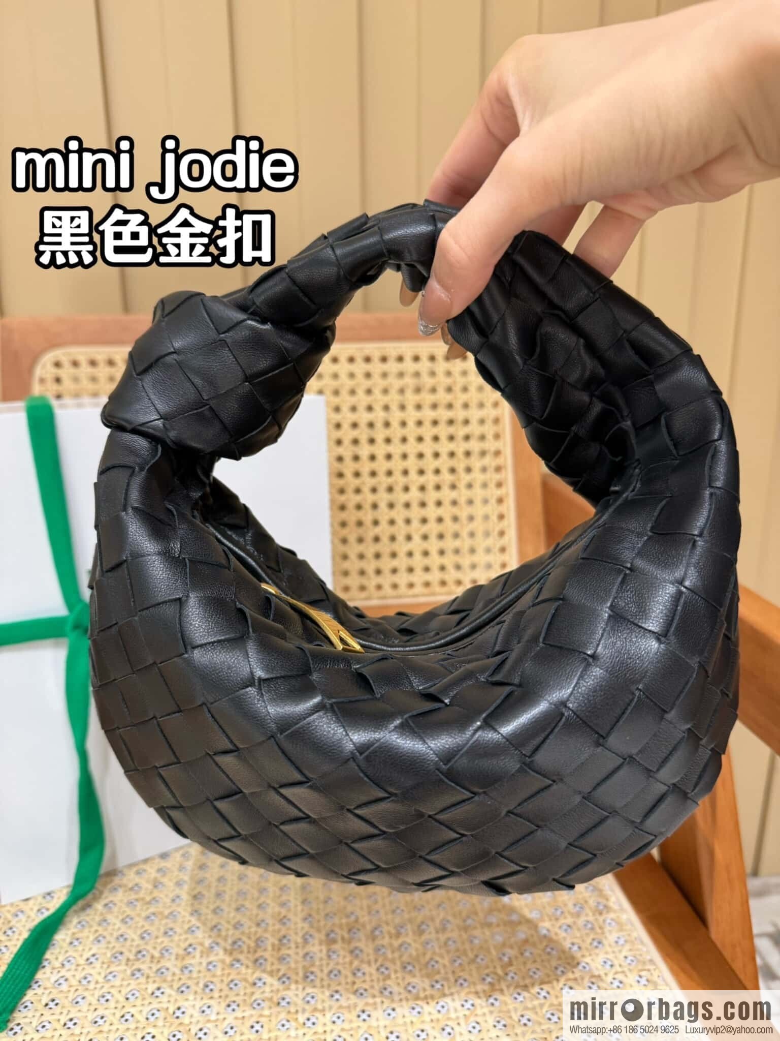 BV MINI JODIE 651876 black gold buckle