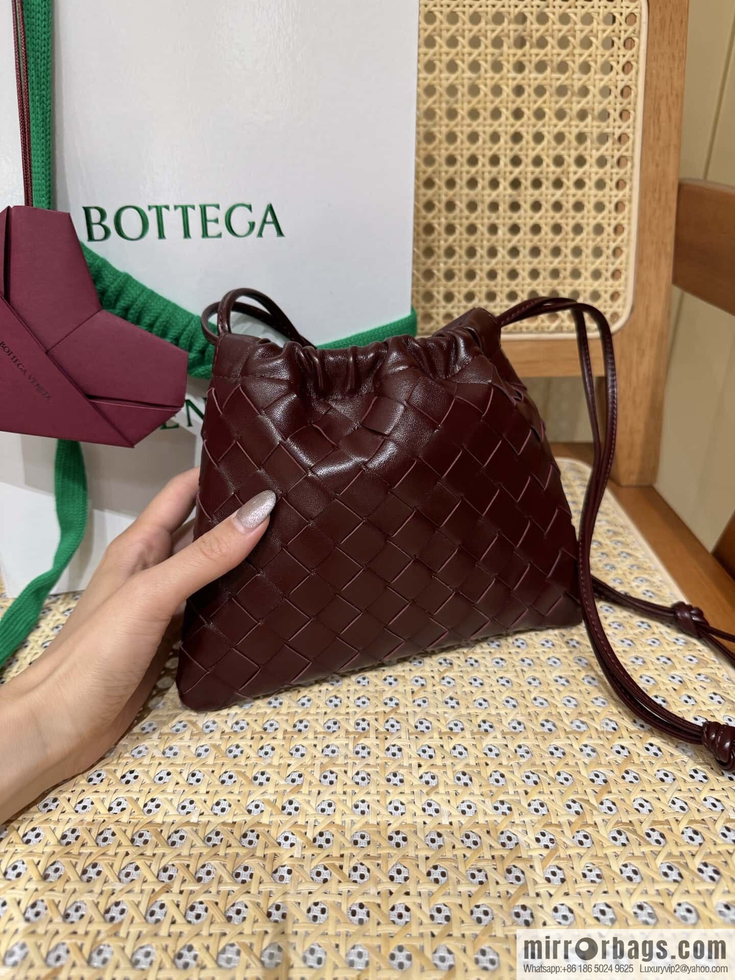 BV Small Dustbag Garbage Bag 816987 Akane Brown Red