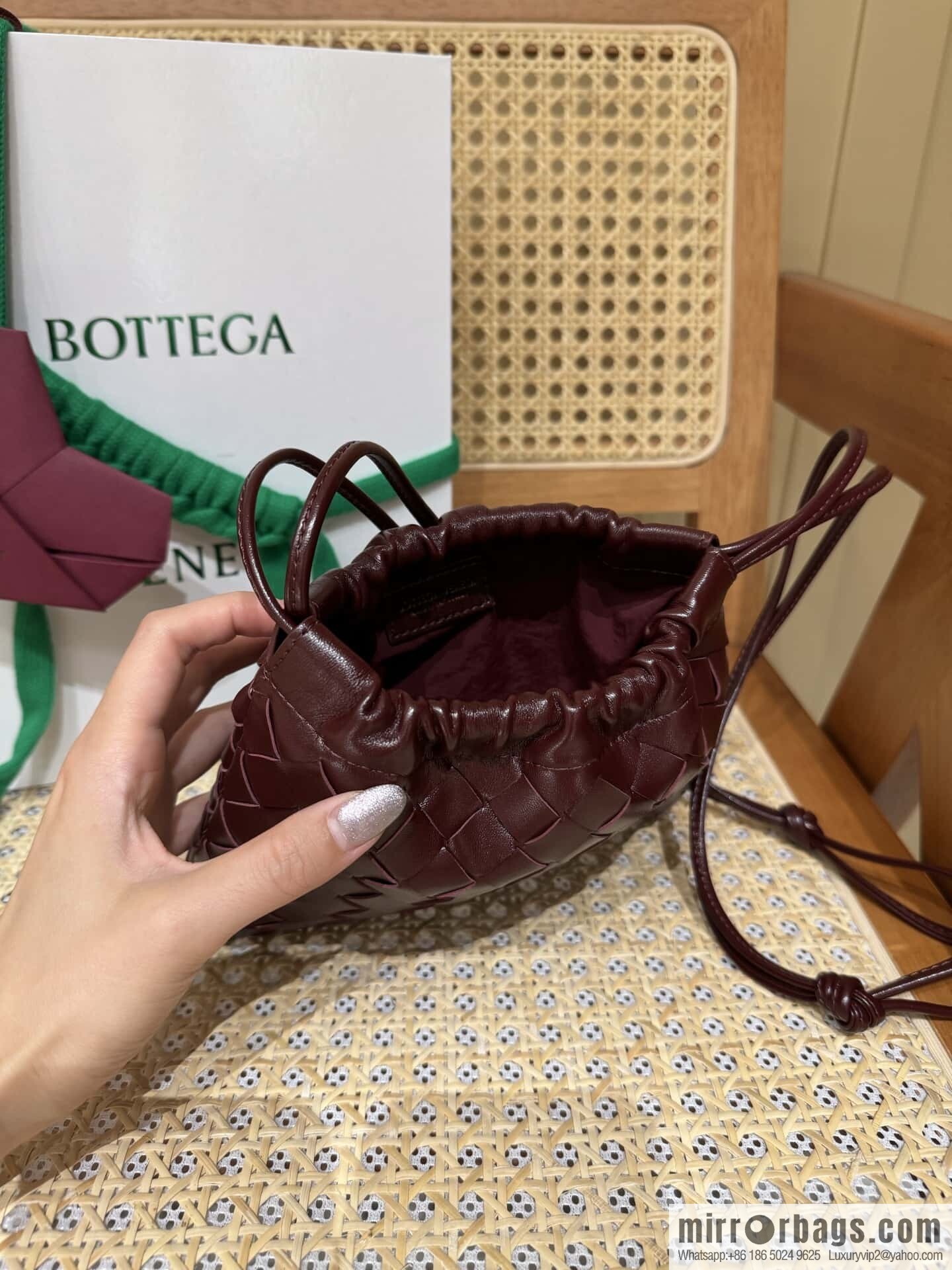 BV Small Dustbag Garbage Bag 816987 Akane Brown Red