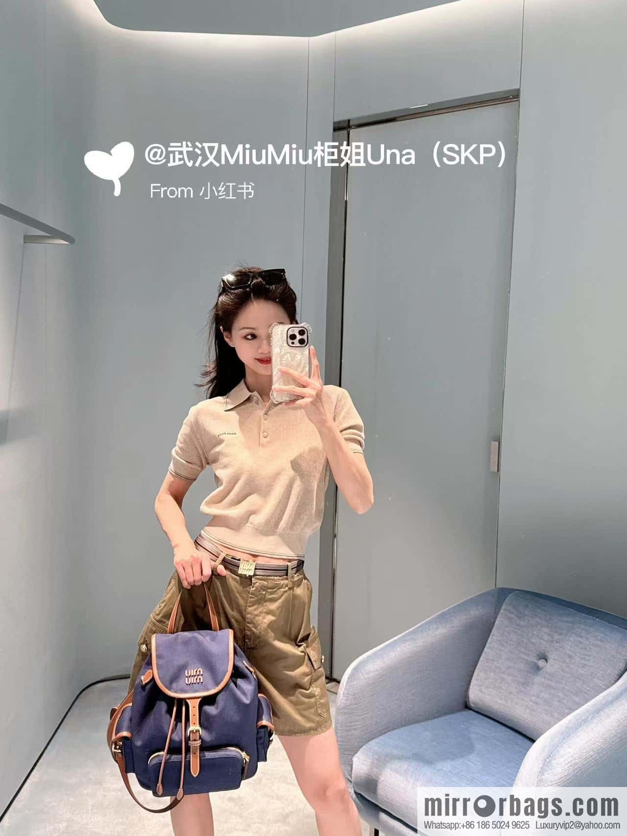MIUMIU 💕 new backpack 💕 5BZ042 💕💕 blue