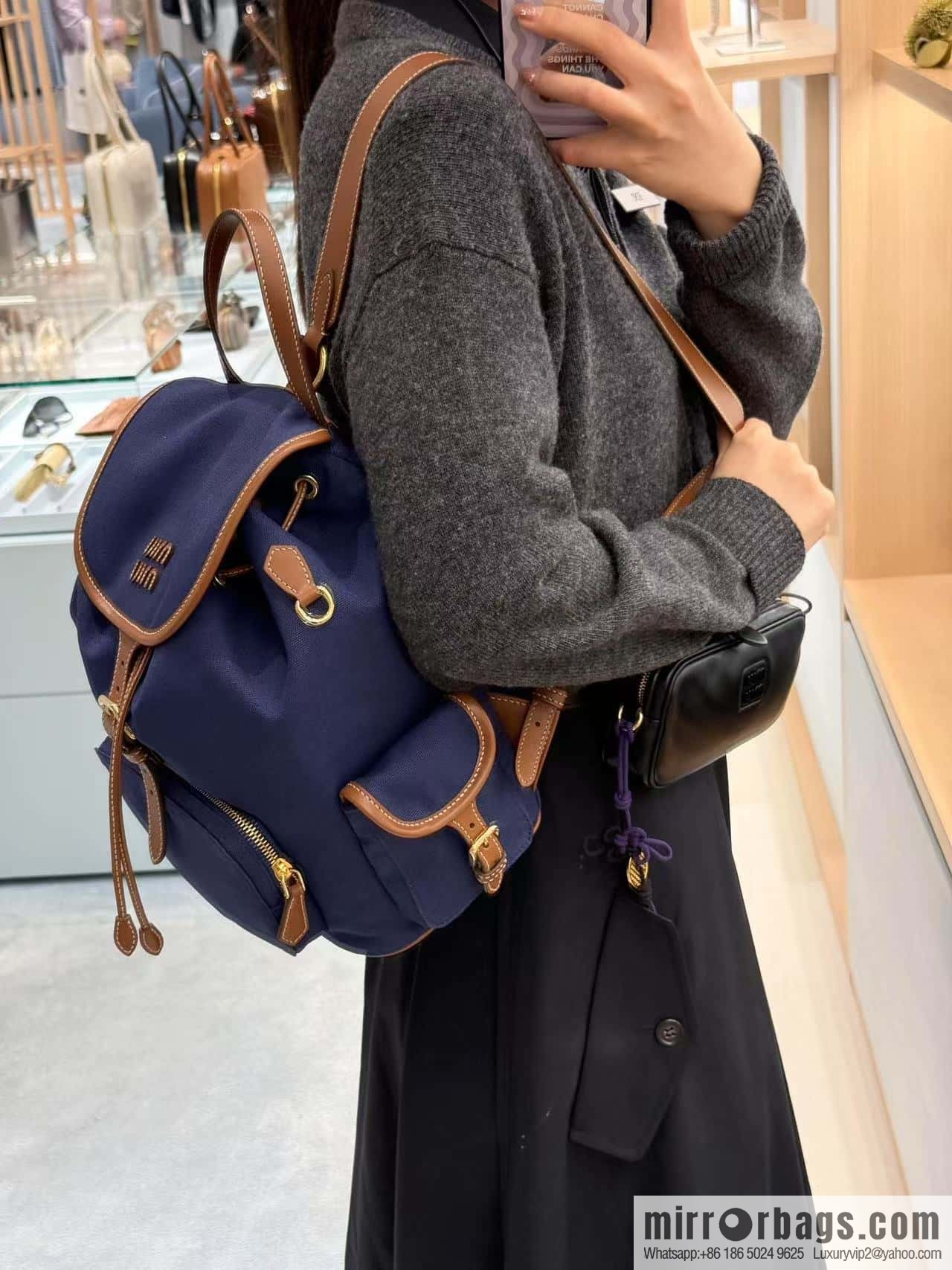 MIUMIU 💕 new backpack 💕 5BZ042 💕💕 blue