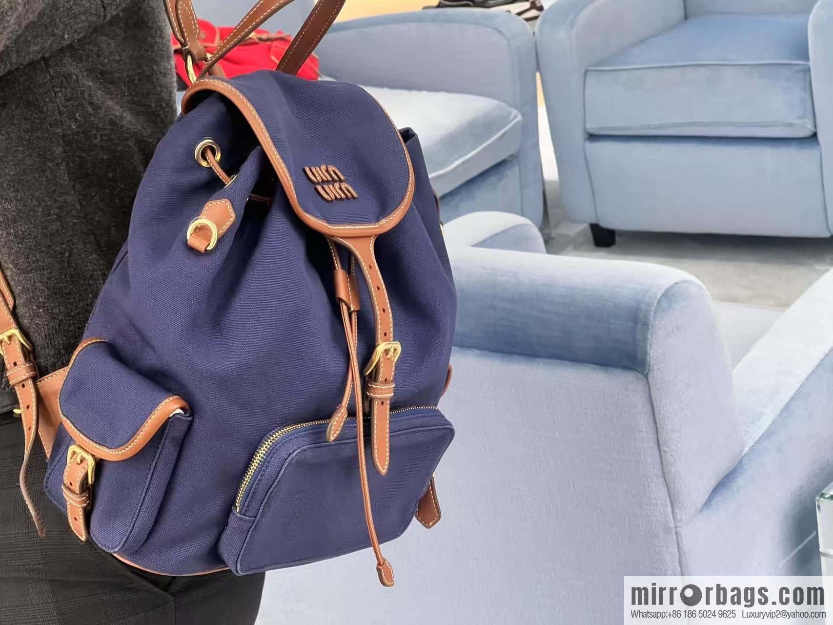 MIUMIU 💕 new backpack 💕 5BZ042 💕💕 blue