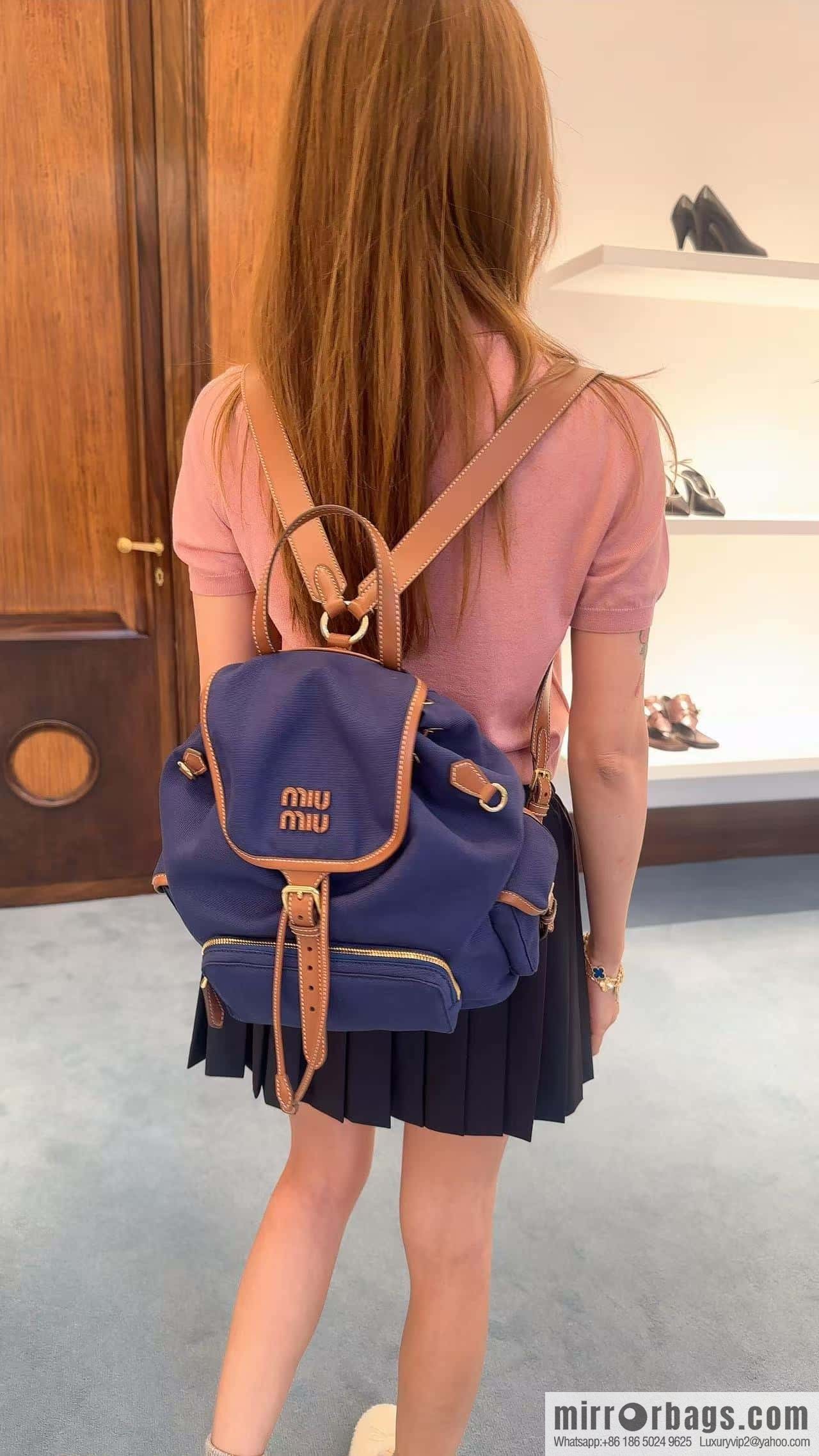 MIUMIU 💕 new backpack 💕 5BZ042 💕💕 blue