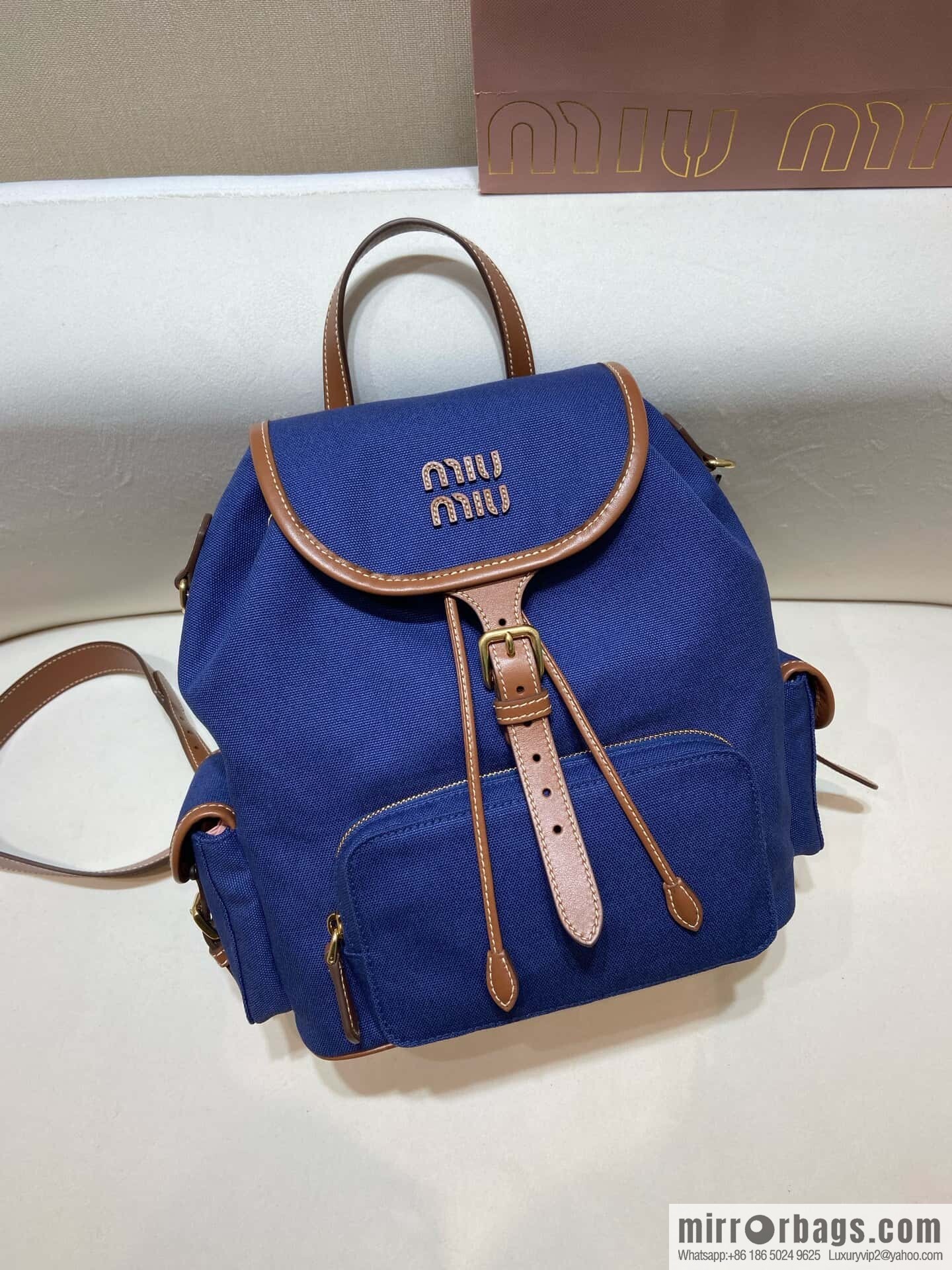 MIUMIU 💕 new backpack 💕 5BZ042 💕💕 blue