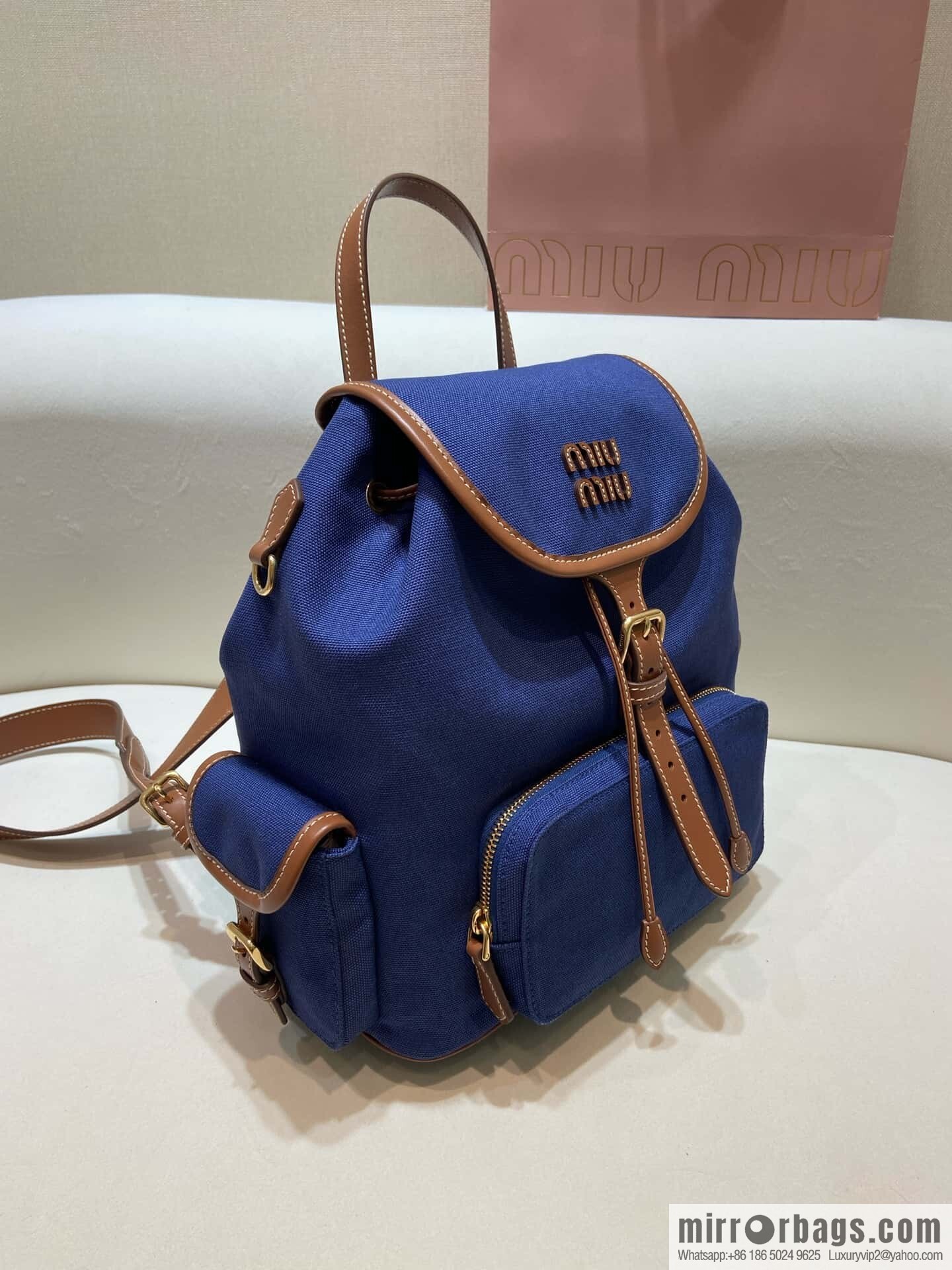 MIUMIU 💕 new backpack 💕 5BZ042 💕💕 blue