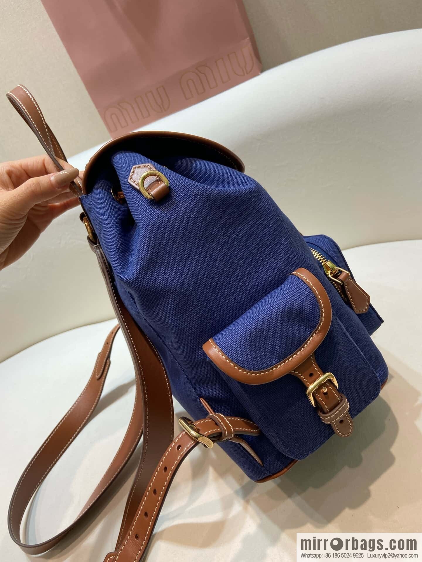 MIUMIU 💕 new backpack 💕 5BZ042 💕💕 blue