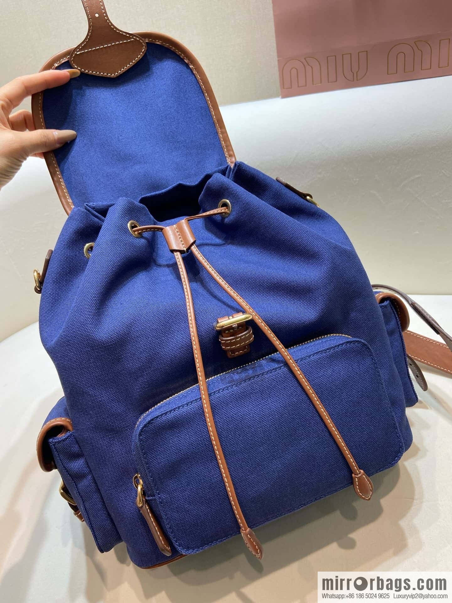 MIUMIU 💕 new backpack 💕 5BZ042 💕💕 blue