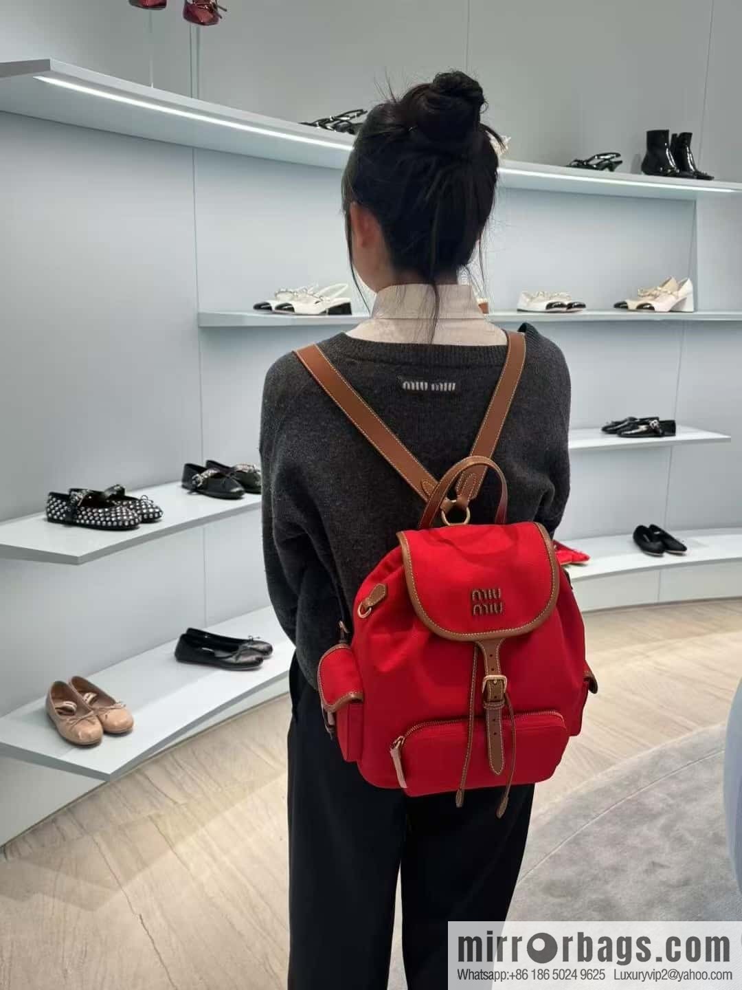 MIUMIU 💕 new backpack 💕 5BZ042 💕💕 red