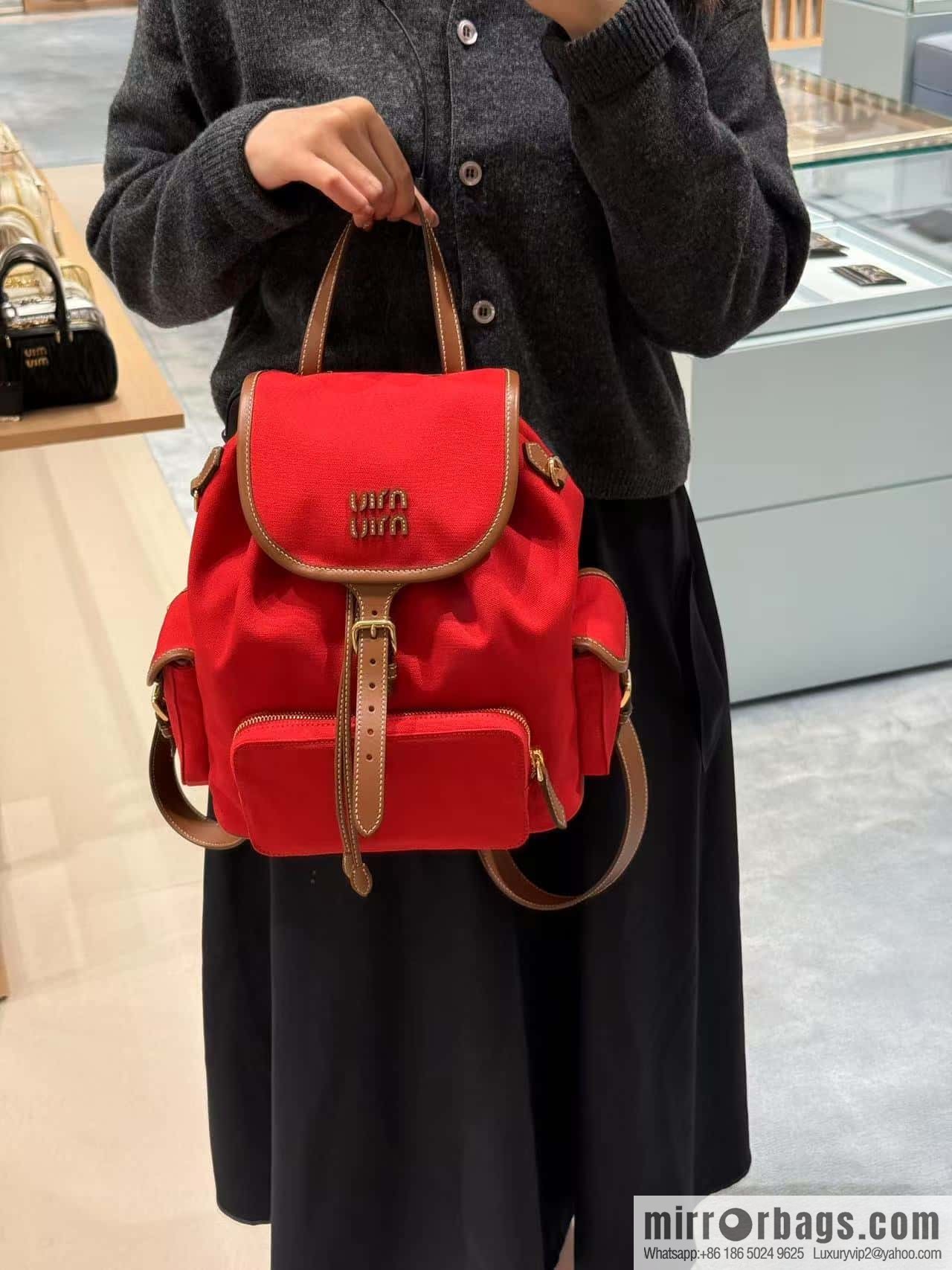 MIUMIU 💕 new backpack 💕 5BZ042 💕💕 red