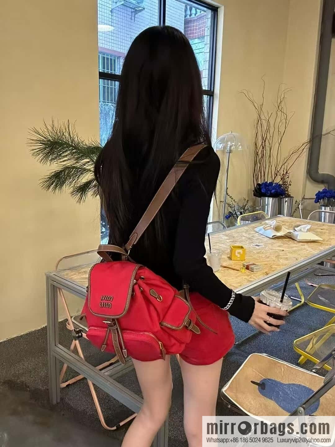 MIUMIU 💕 new backpack 💕 5BZ042 💕💕 red