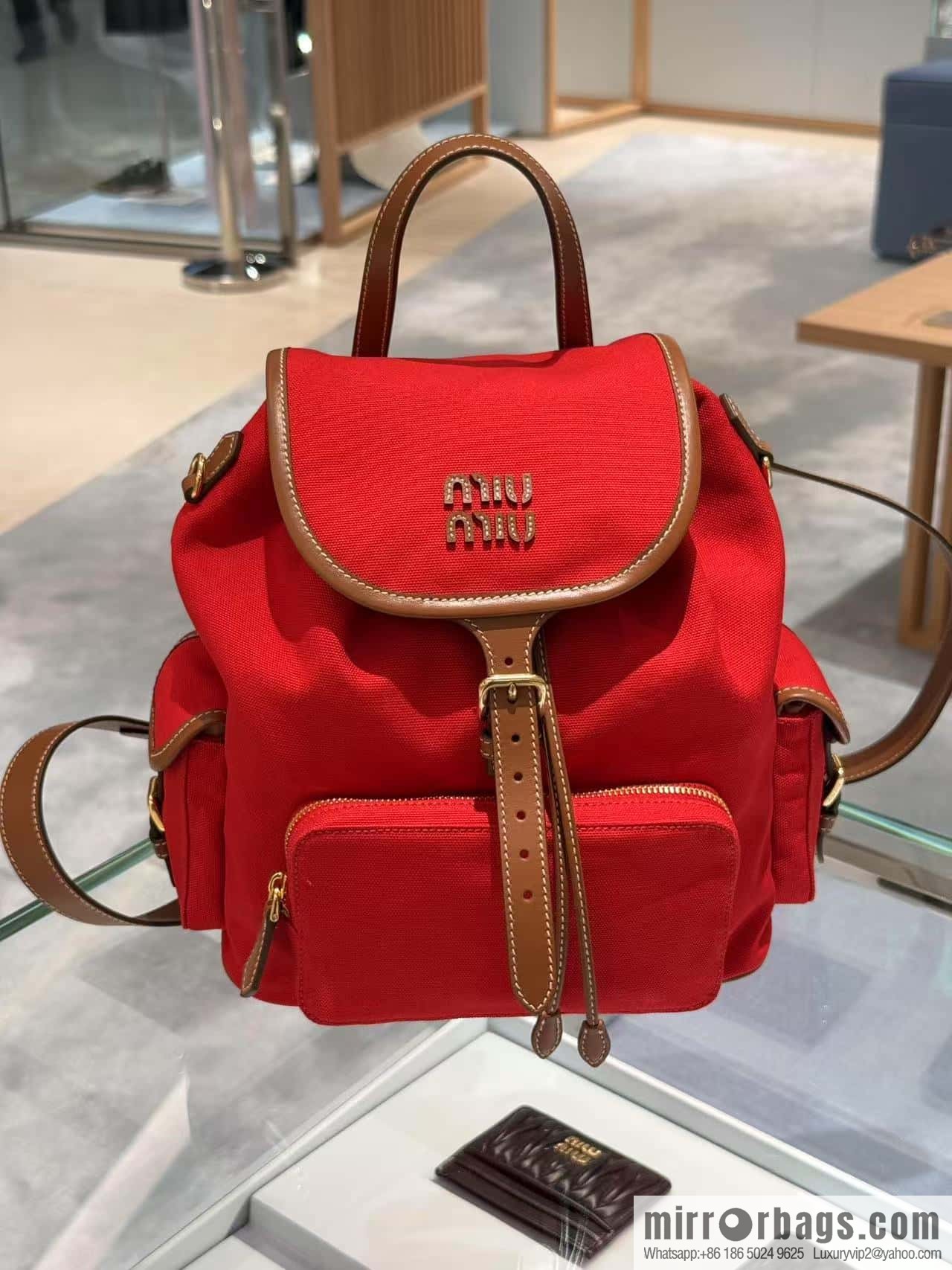 MIUMIU 💕 new backpack 💕 5BZ042 💕💕 red