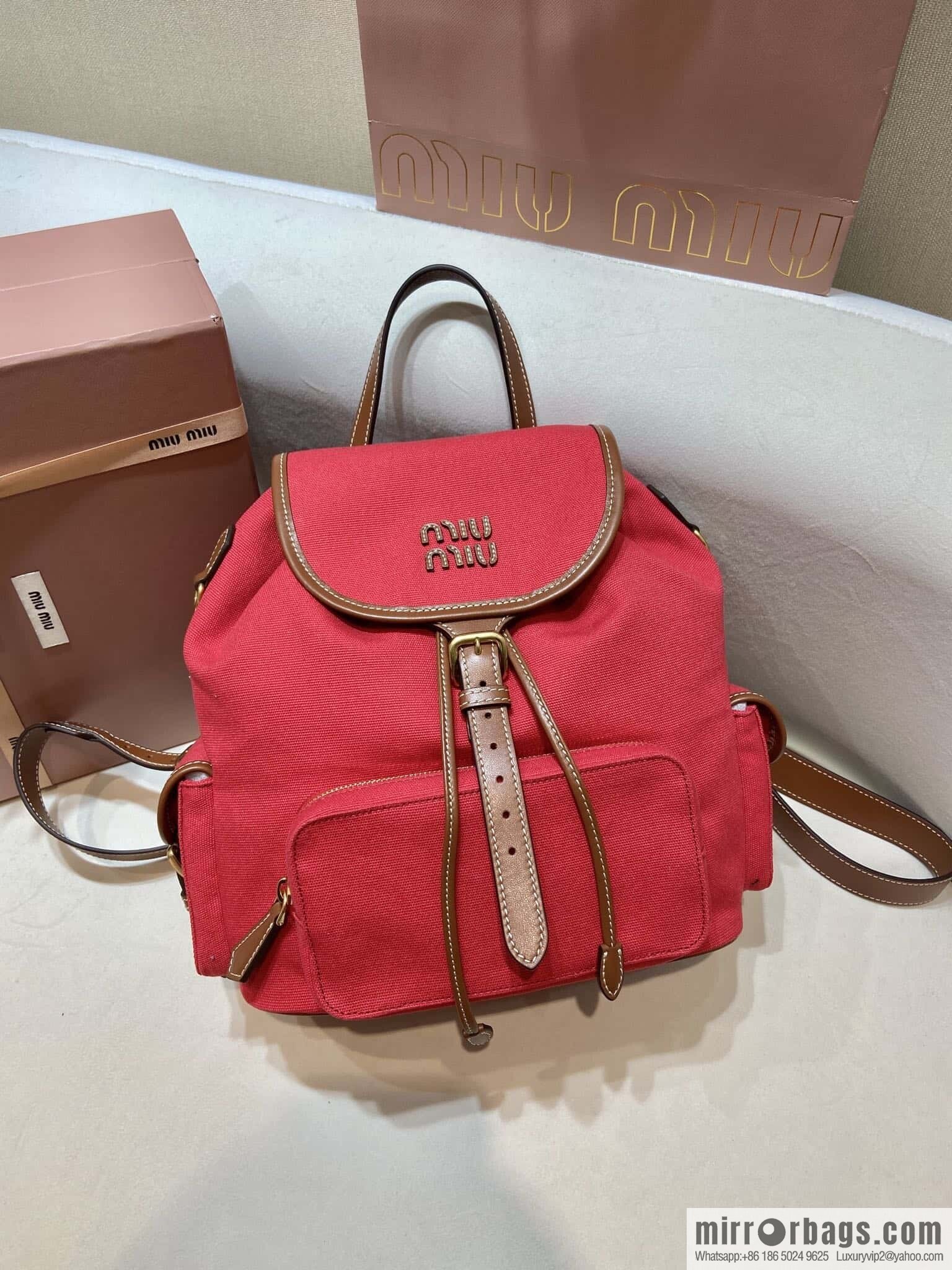 MIUMIU 💕 new backpack 💕 5BZ042 💕💕 red