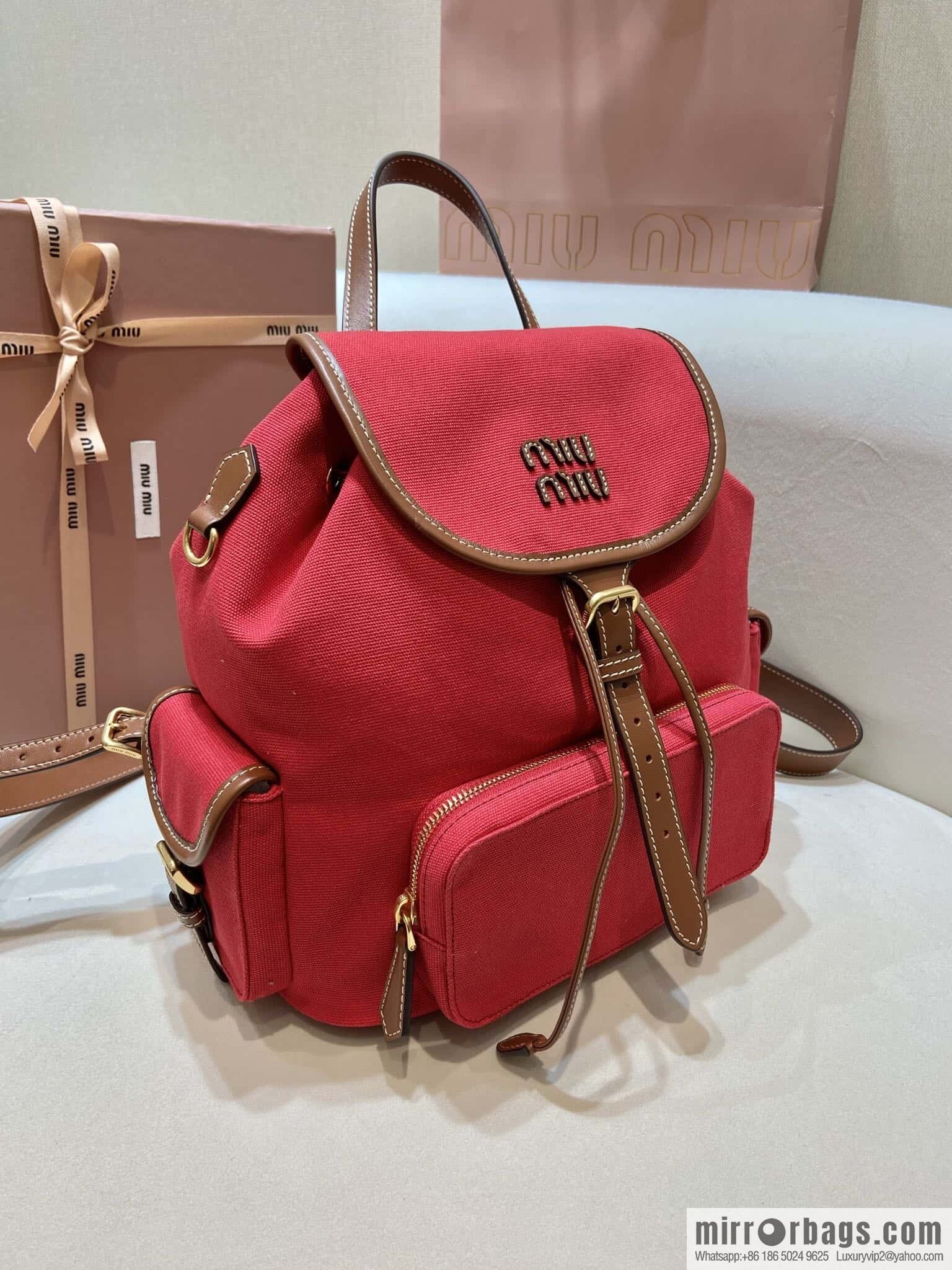 MIUMIU 💕 new backpack 💕 5BZ042 💕💕 red