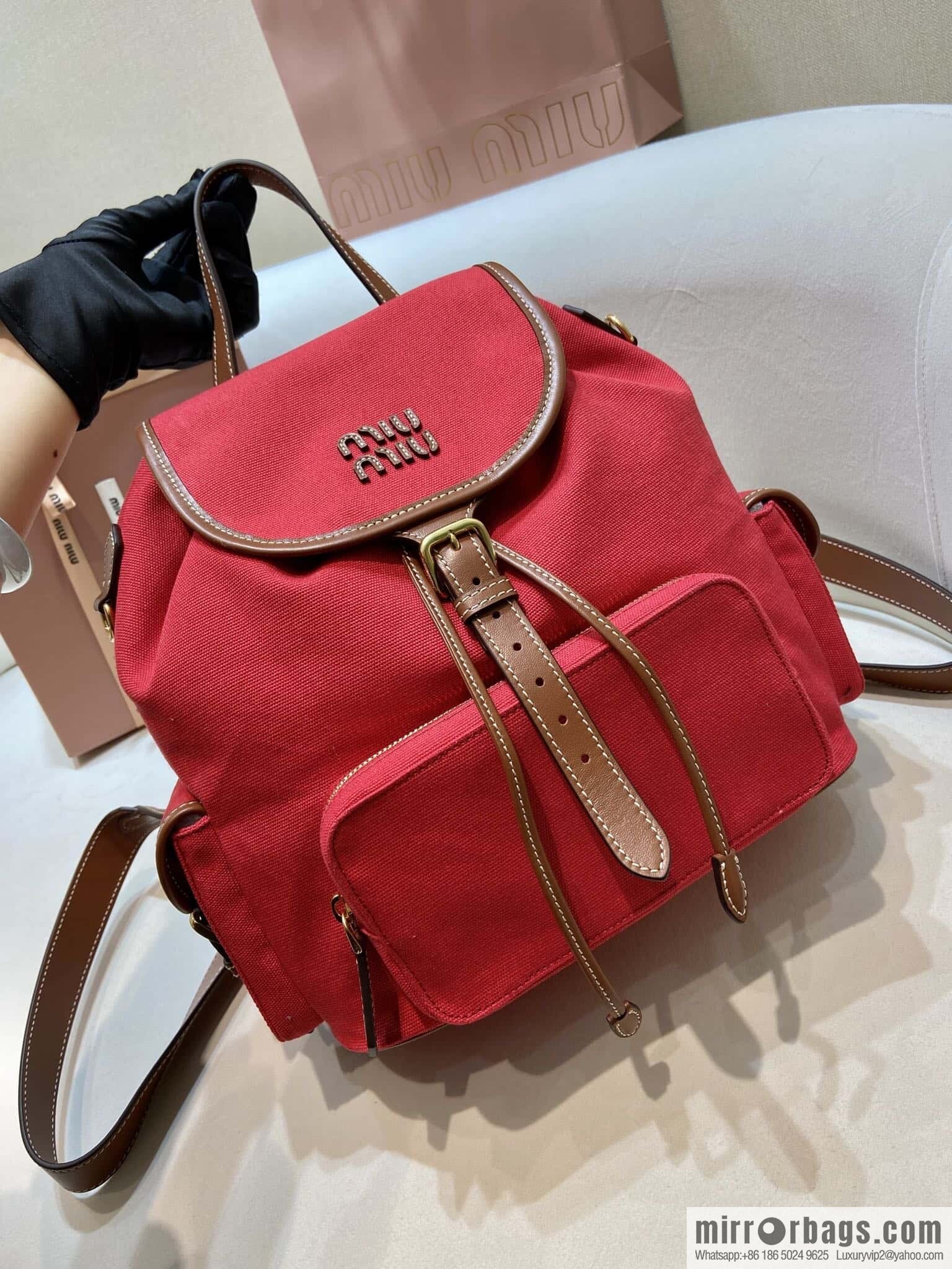 MIUMIU 💕 new backpack 💕 5BZ042 💕💕 red