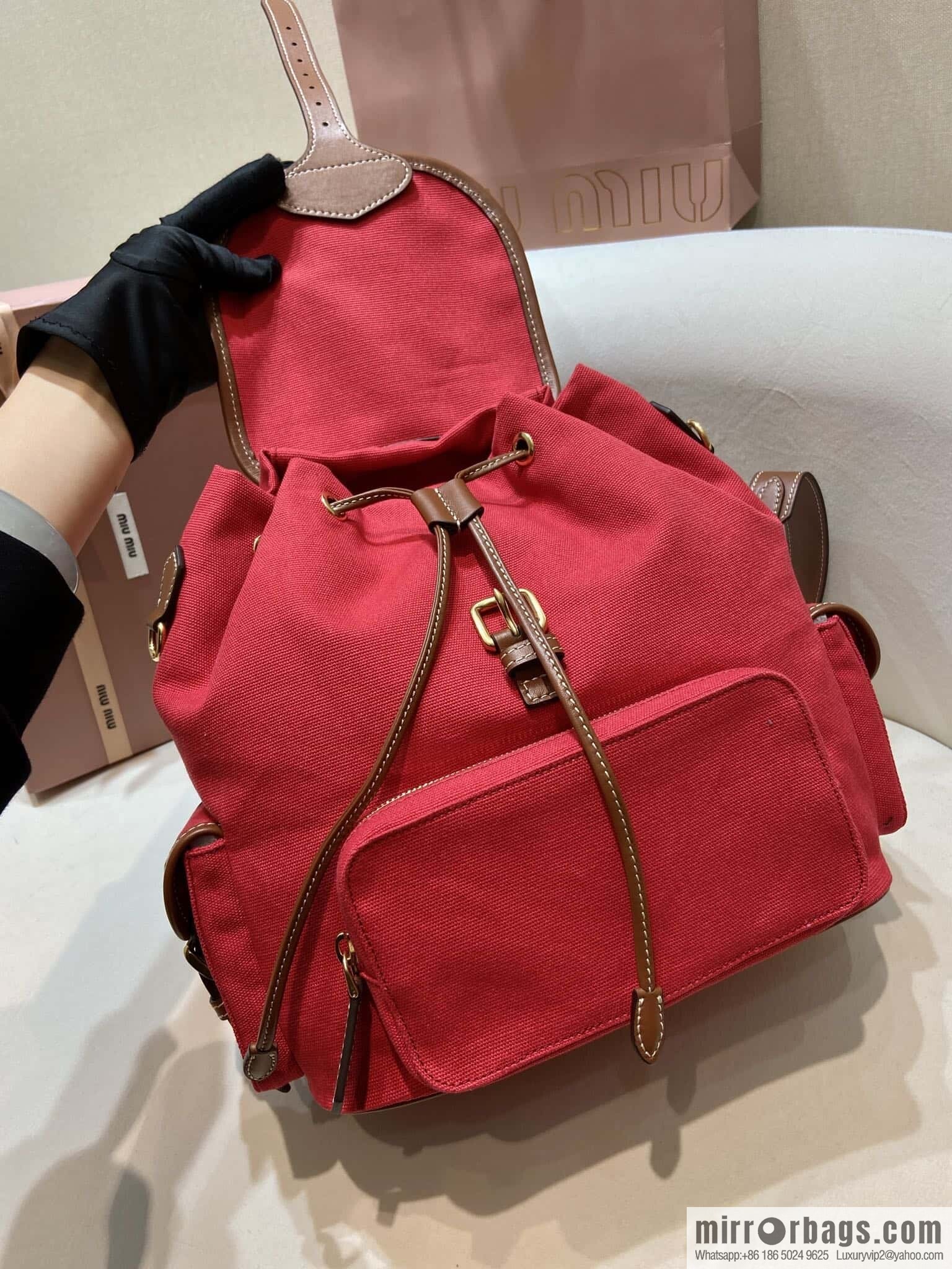 MIUMIU 💕 new backpack 💕 5BZ042 💕💕 red