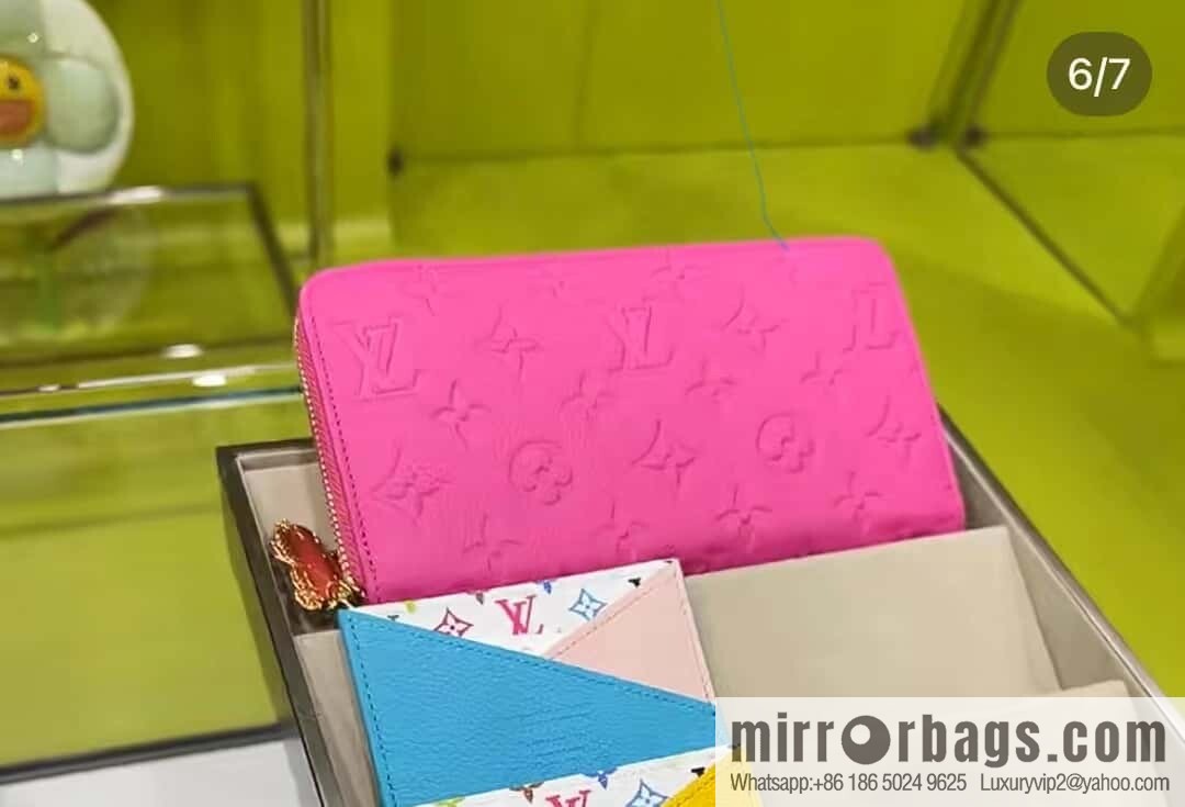 [Boutique‑grade] M13618 rose red and white, single zipper wallet LV × TM zipper wallet