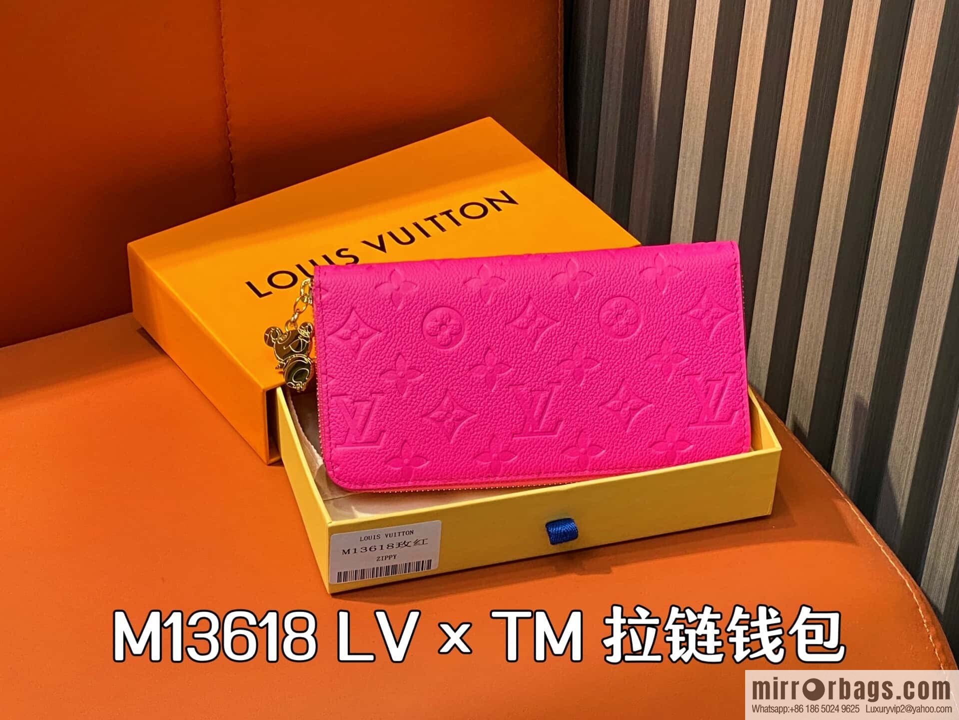 [Boutique‑grade] M13618 rose red and white, single zipper wallet LV × TM zipper wallet