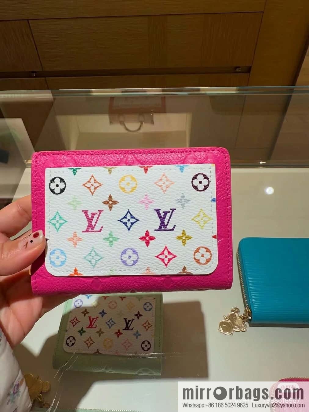 [Boutique‑grade] M13619 rose red and white, two-fold zipper wallet LV x TM Portfolio Claire wallet