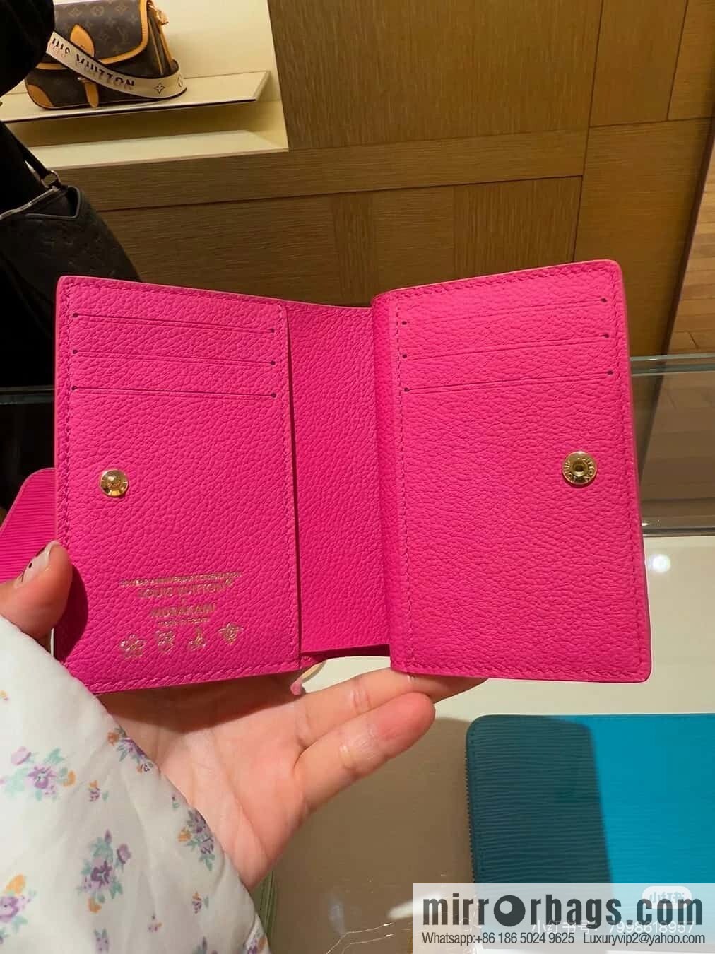 [Boutique‑grade] M13619 rose red and white, two-fold zipper wallet LV x TM Portfolio Claire wallet