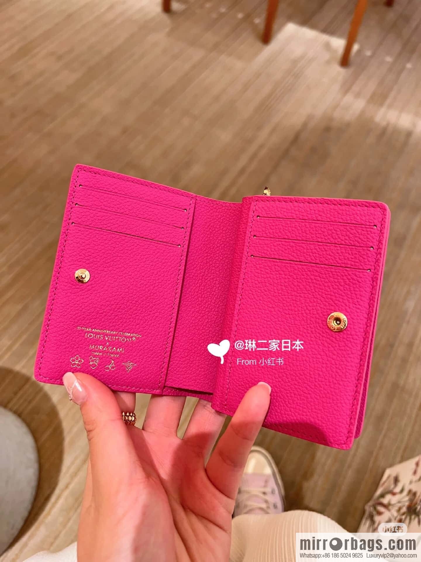 [Boutique‑grade] M13619 rose red and white, two-fold zipper wallet LV x TM Portfolio Claire wallet