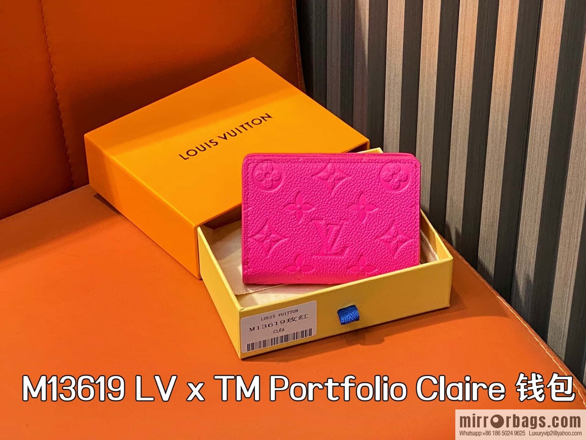 [Boutique‑grade] M13619 rose red and white, two-fold zipper wallet LV x TM Portfolio Claire wallet