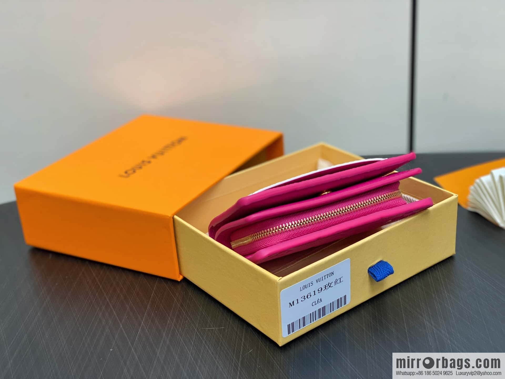 [Boutique‑grade] M13619 rose red and white, two-fold zipper wallet LV x TM Portfolio Claire wallet