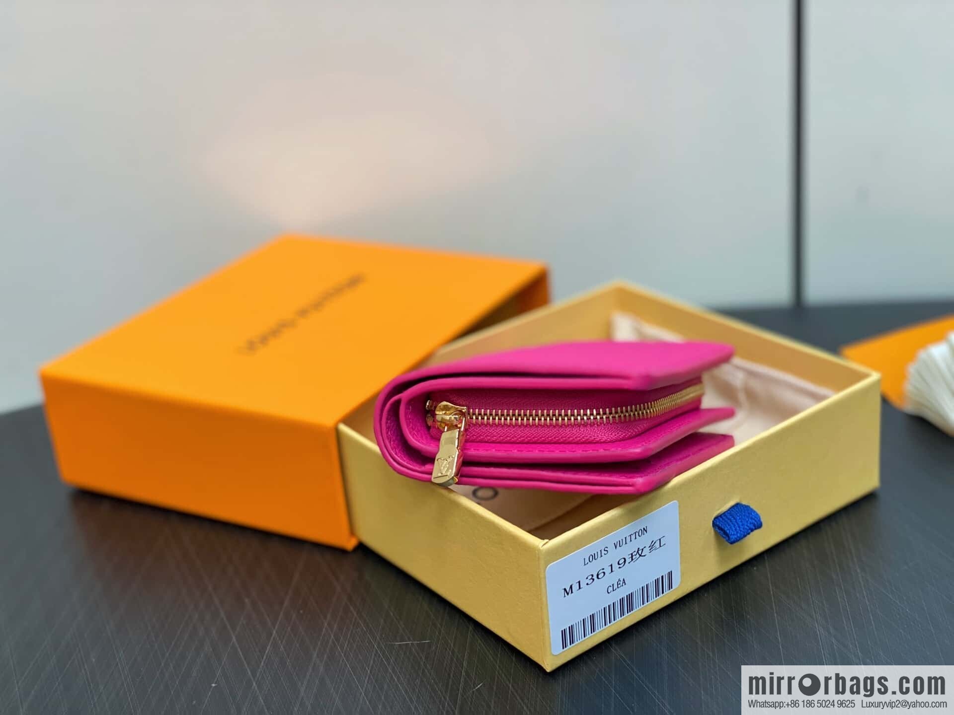 [Boutique‑grade] M13619 rose red and white, two-fold zipper wallet LV x TM Portfolio Claire wallet